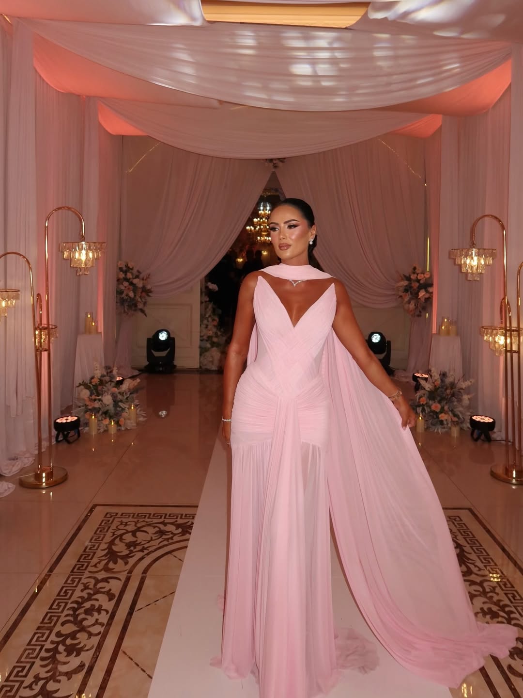 open lace back dress Pink Shimmering Sequin Off The Shoulder Prom Dress 22346 Custom Colors / US4 main image 1