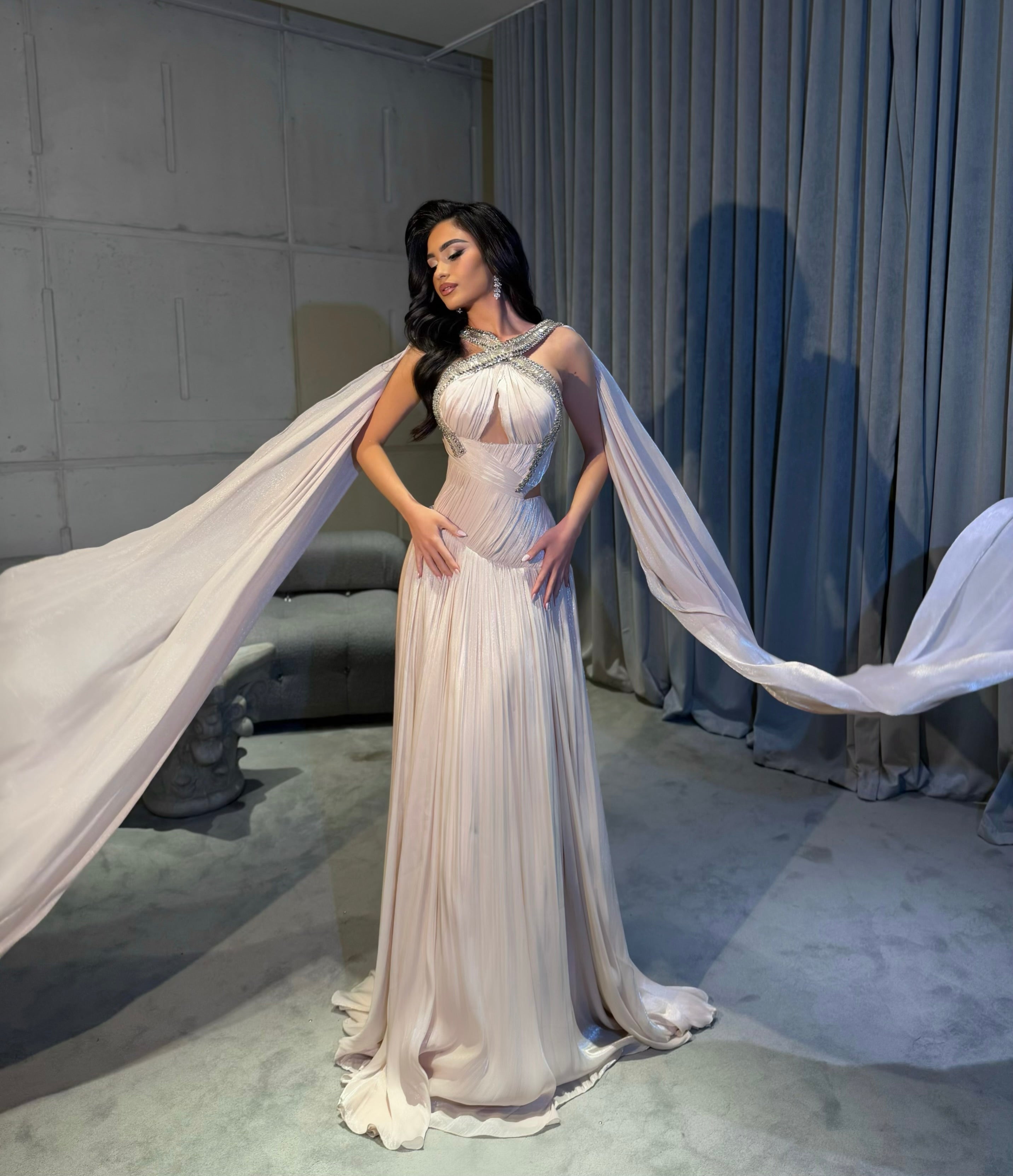 Nala - Ice Blue Cape Gown  Walone LLC