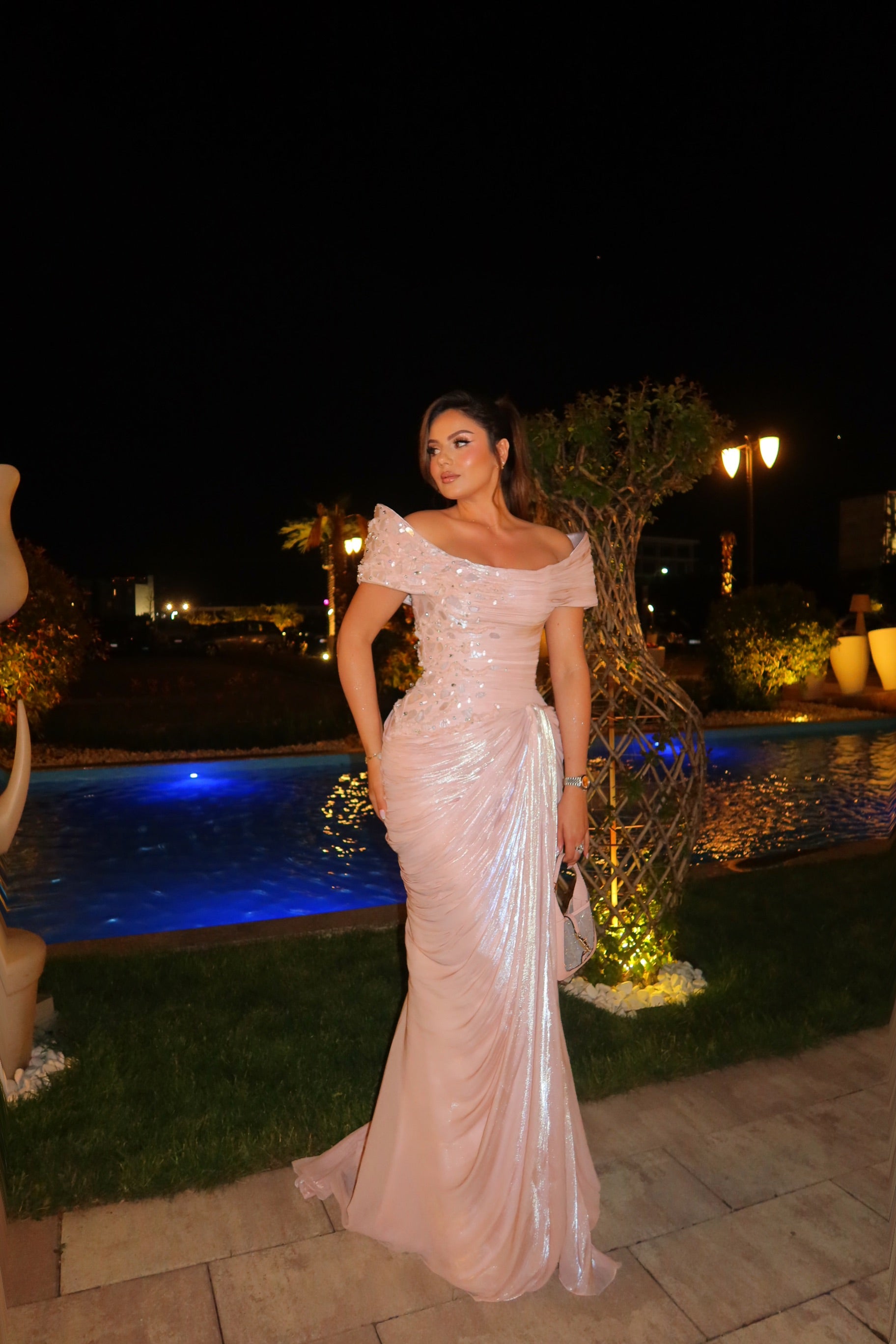 draped off the shoulder dress Adèa