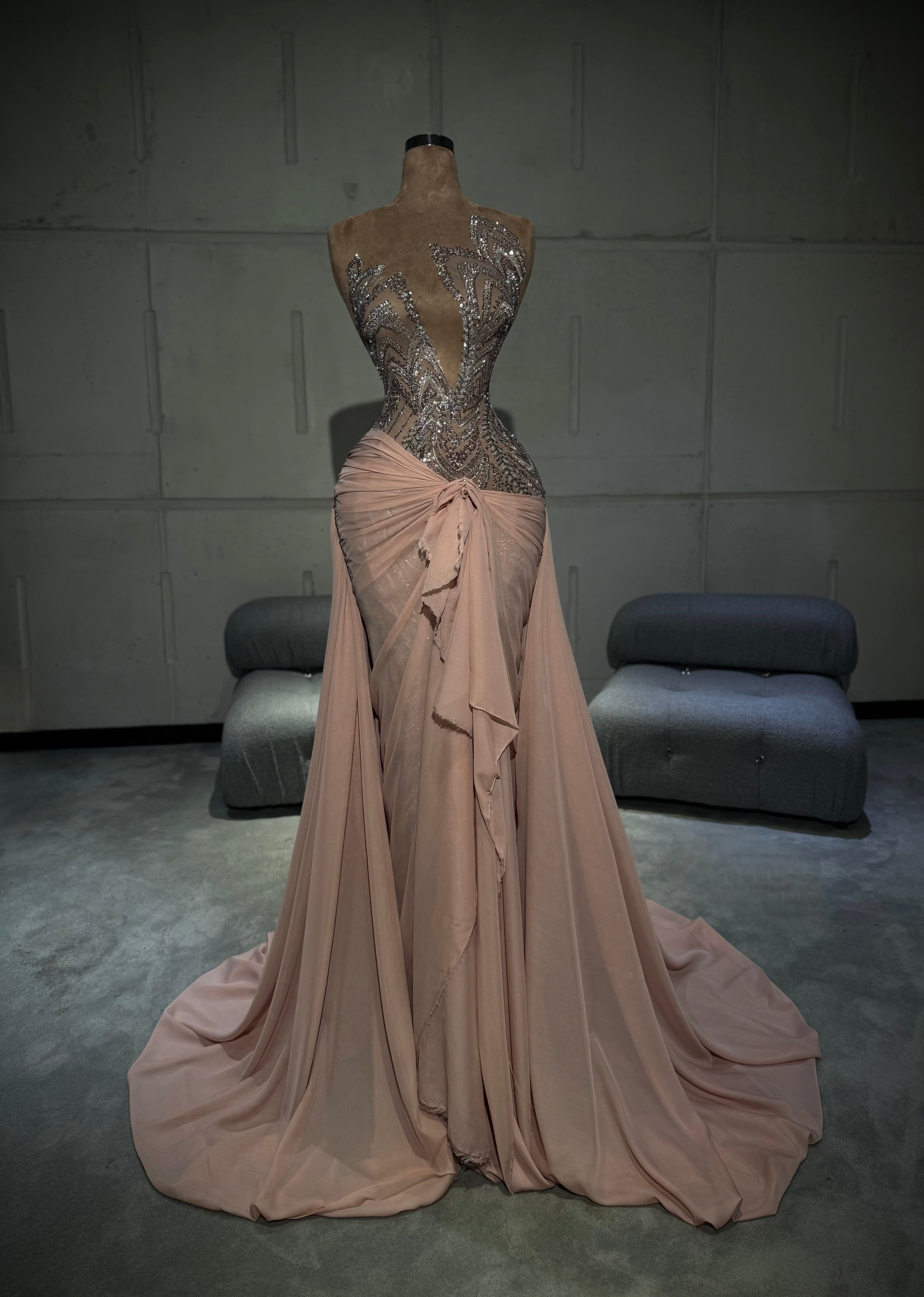 sachin and babi light blue dress A Line V Neck Nude Formal Evening Dress With Lace For Women #H76118