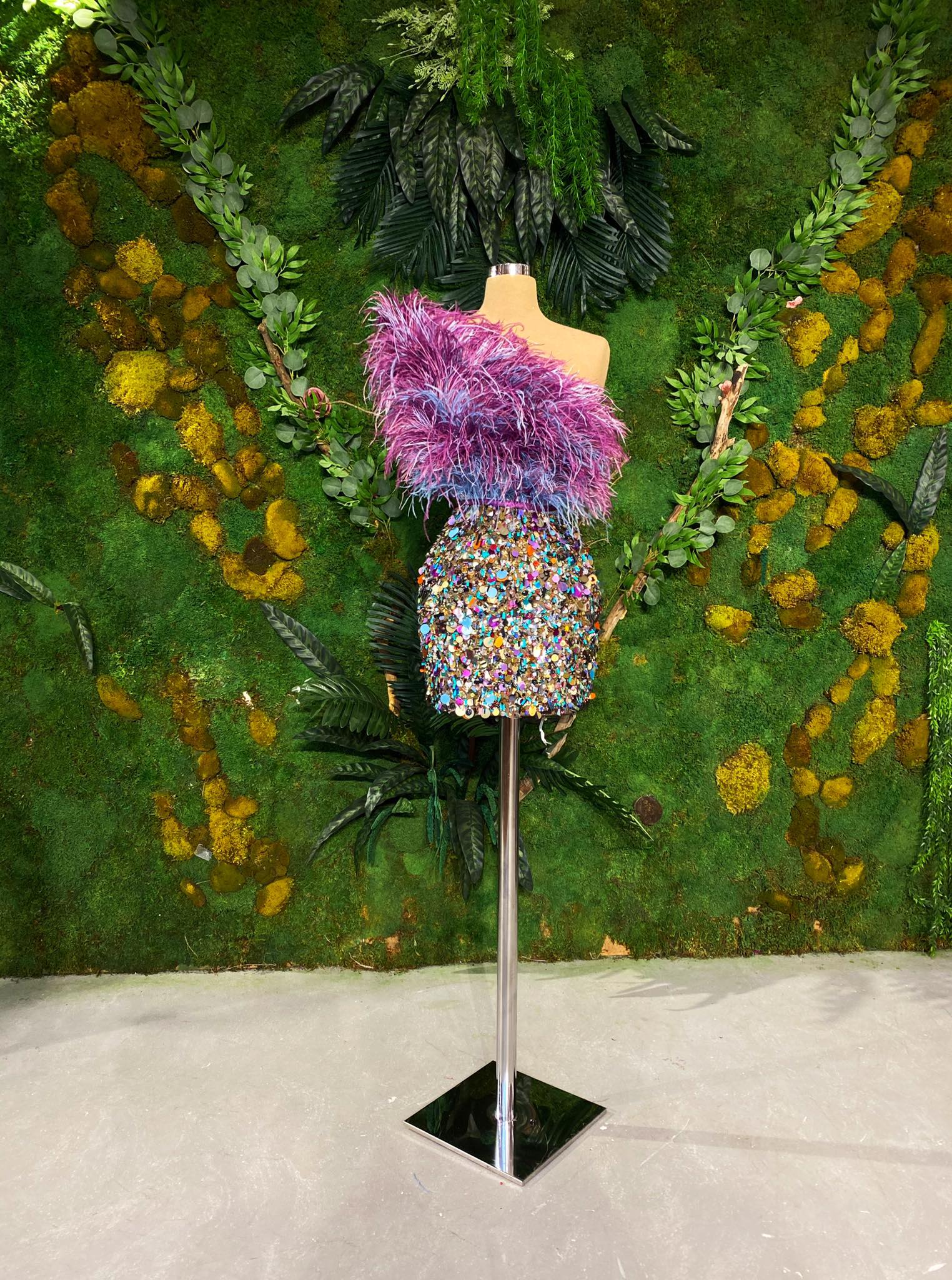 Short Purple Feathered Dress – Walone LLC