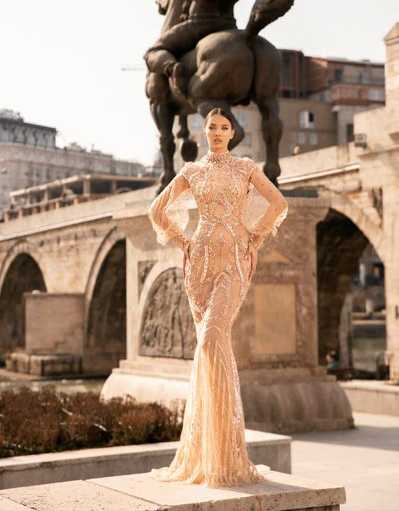 nude lace dress Barely There %0D%0ADelicate%20sewing%20and%20hemming%20by%20durable%20needle%20lockstitch%20machine BABARONI Lace Champagne Wedding Dresses