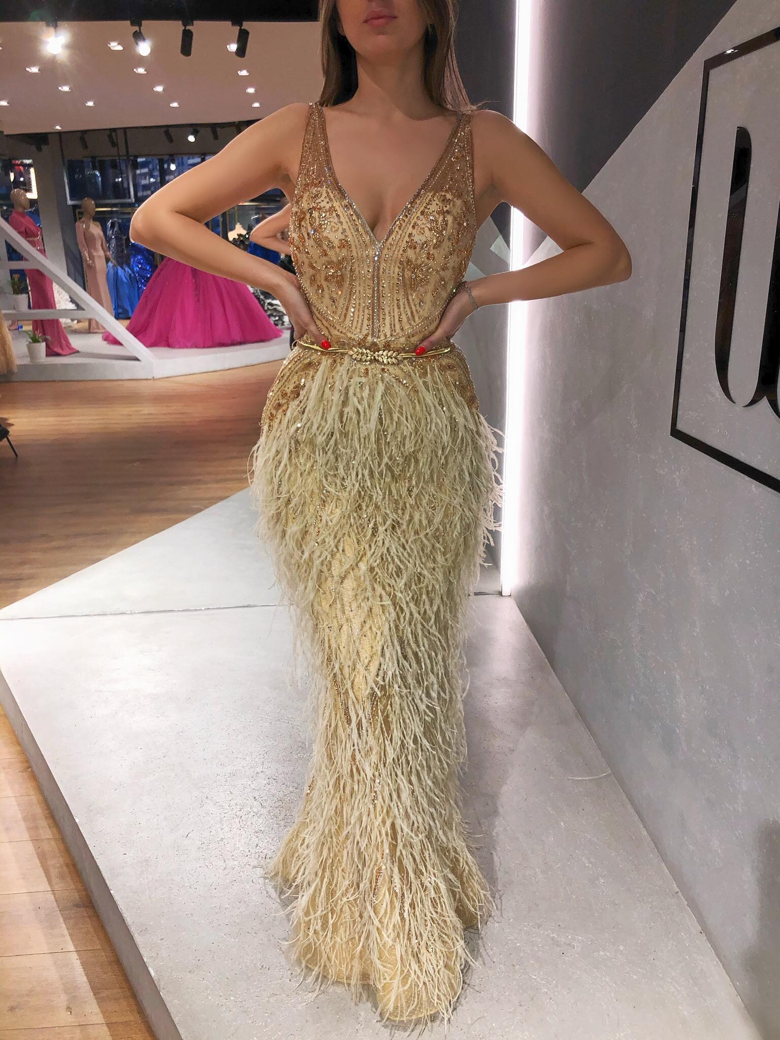 Yellow Feathered Dress L Yellow Feathered Dress L