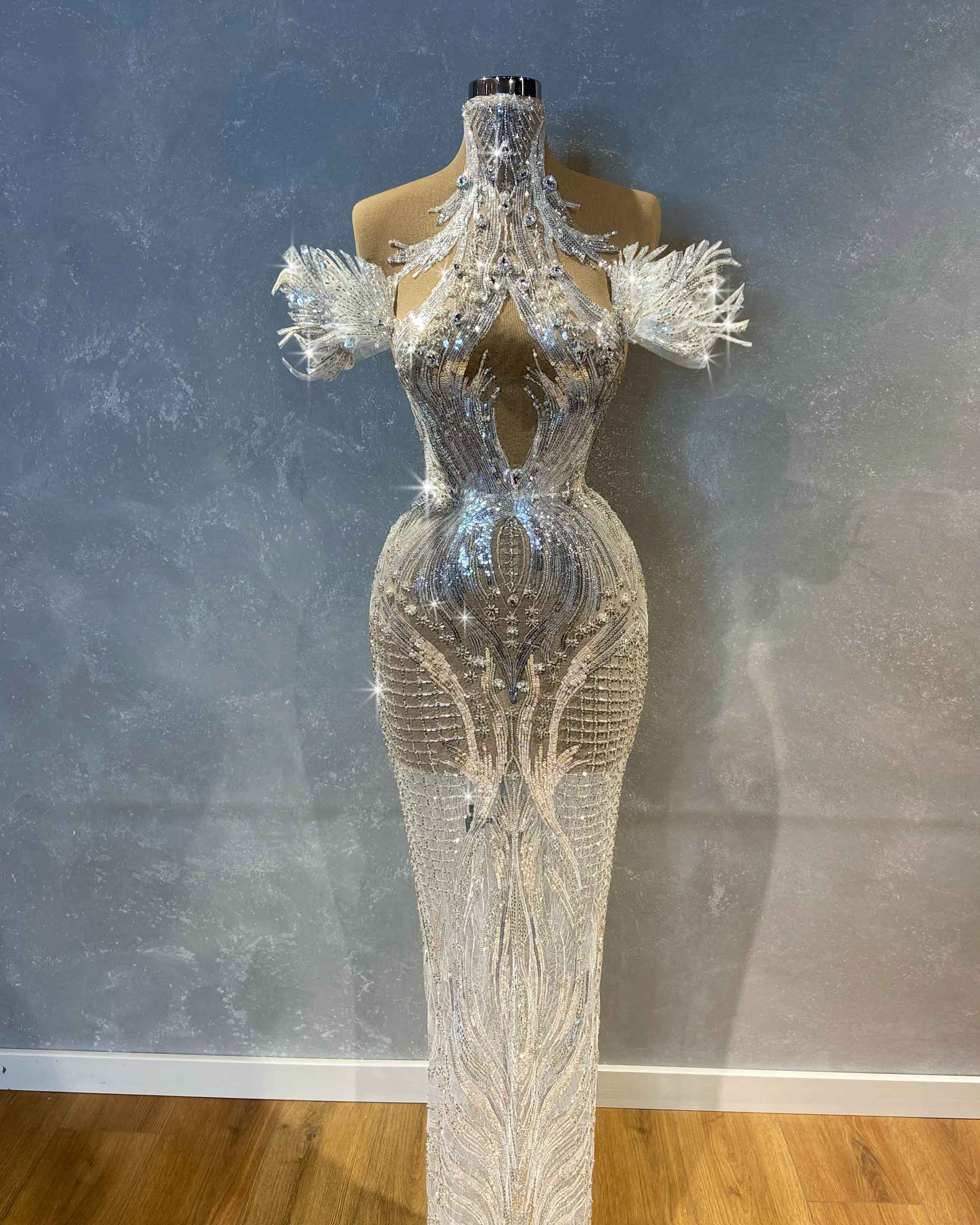 silver halter wedding dress Neck NewMDsMarch25