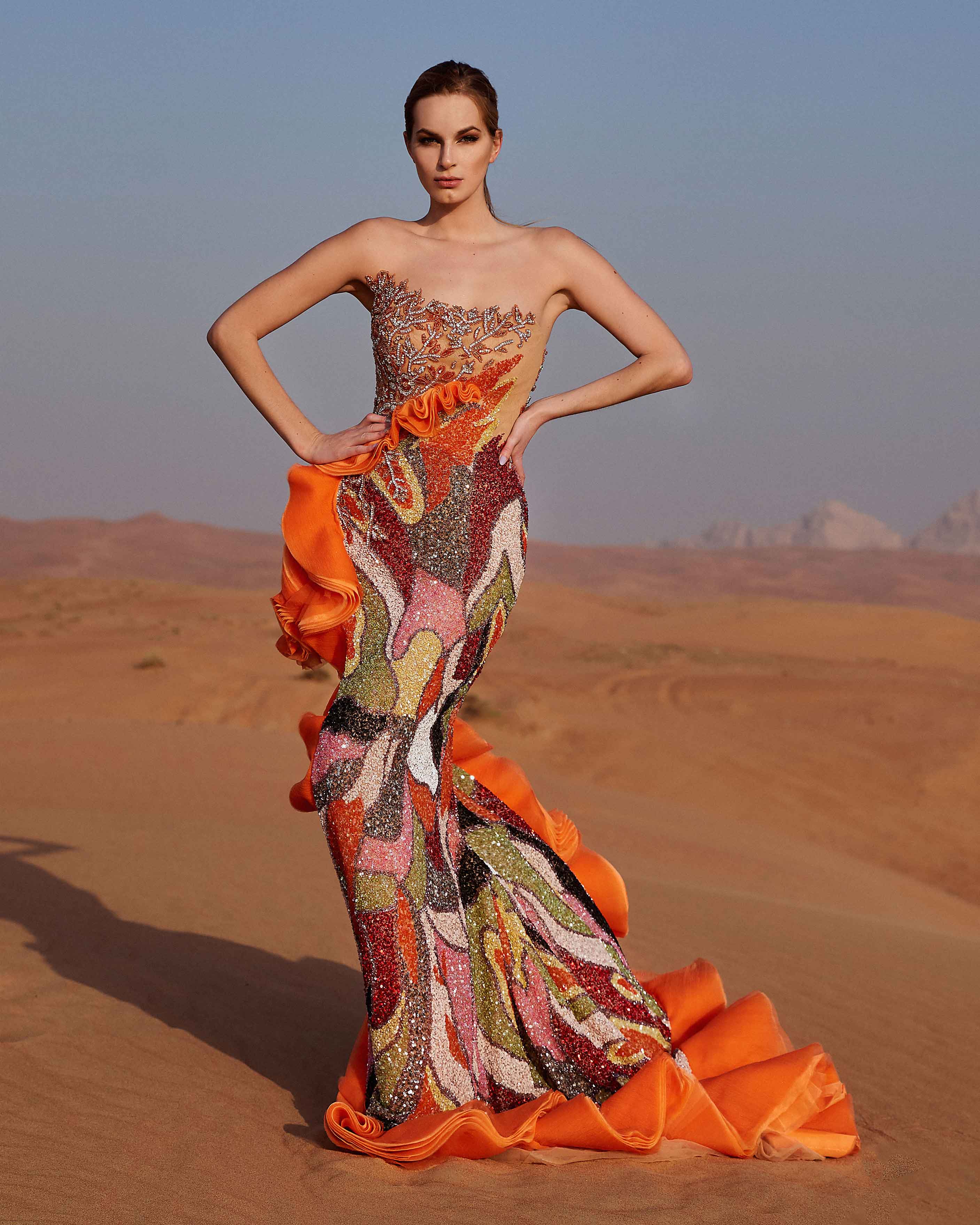 strapless embroidered dress Orange Gown M YGroup_DN5D9005 SIZE:XS / 2 Buy Wedding Wear Cream flirty touch