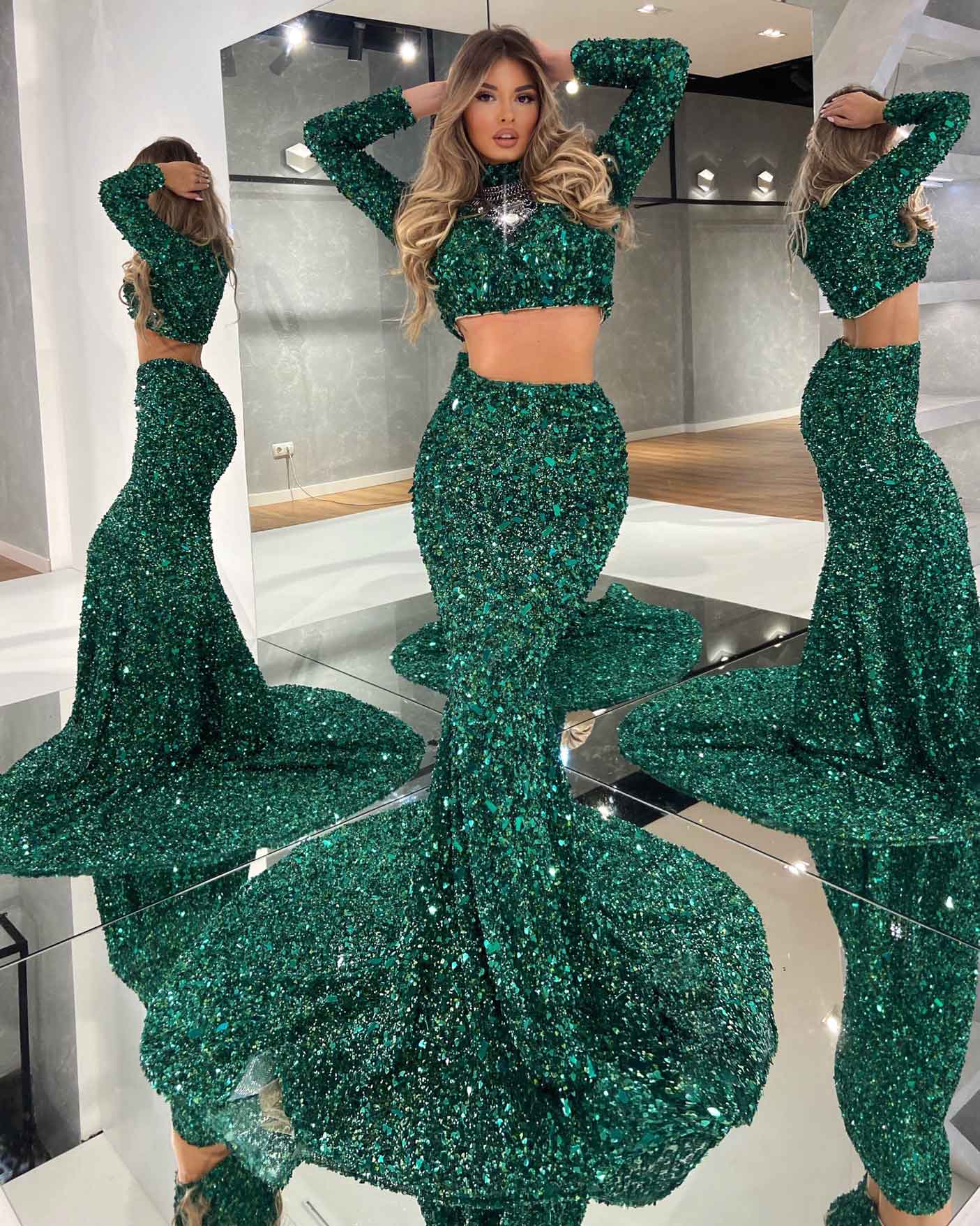 Two-Piece Green Dress Xs Two-Piece Green Dress Xs