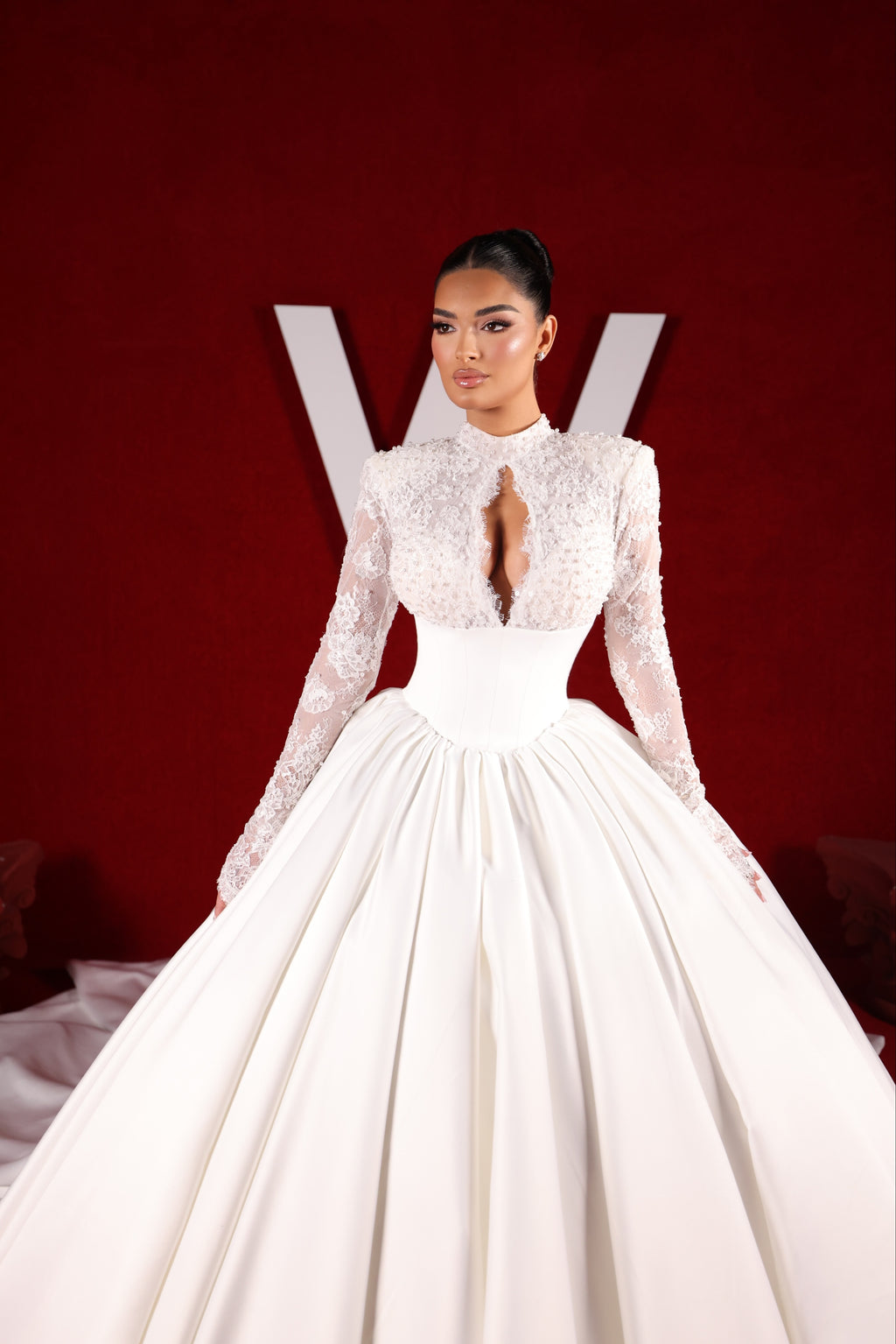 Vessa - High Neck Lace Ball Gown