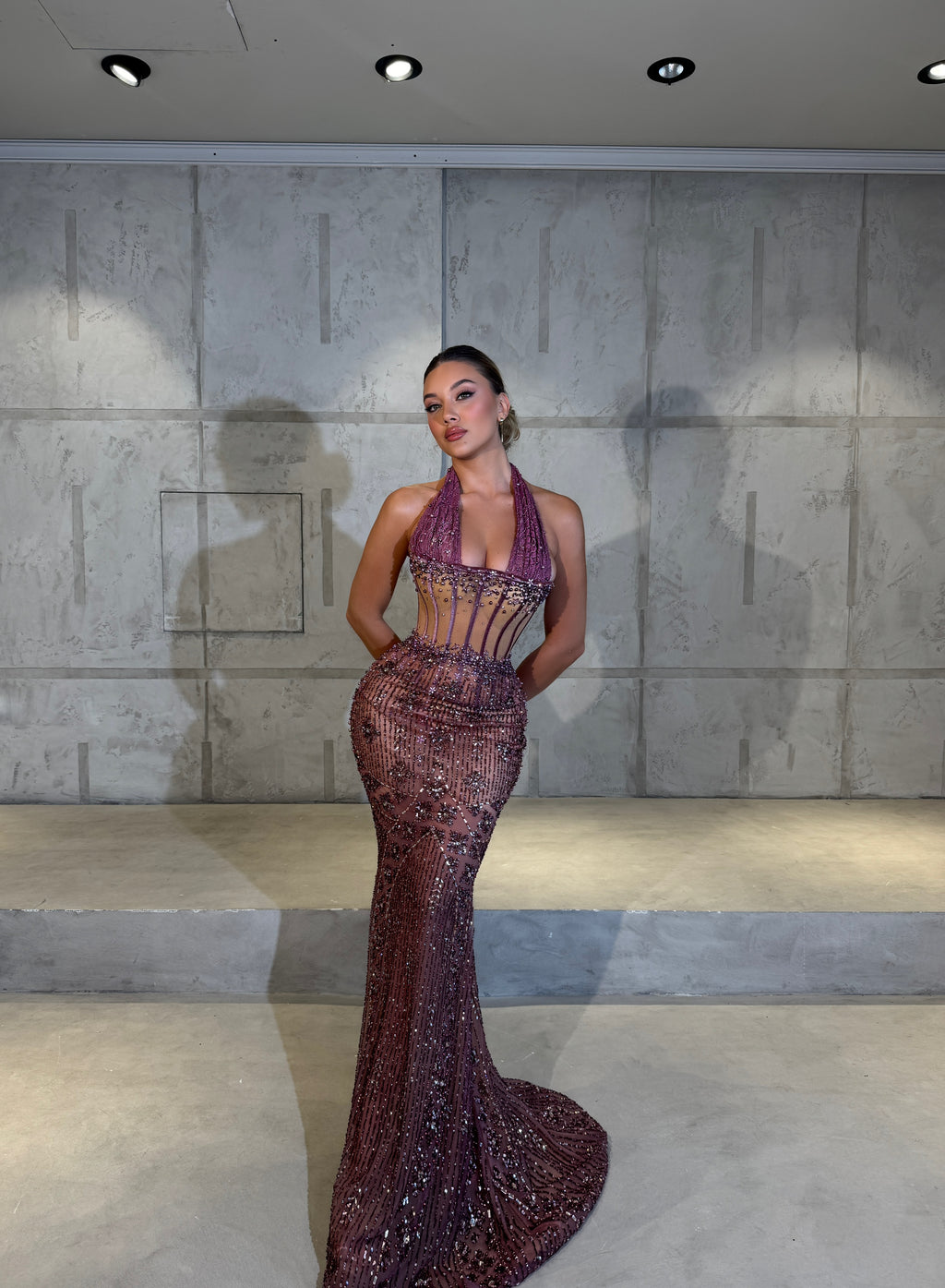 Lily - Beaded Halter Gown