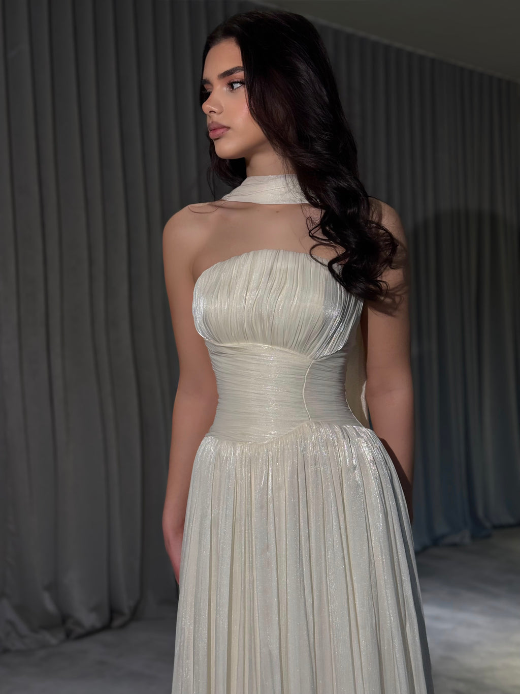Althea - Strapless Gown with Neck Scarf Detail
