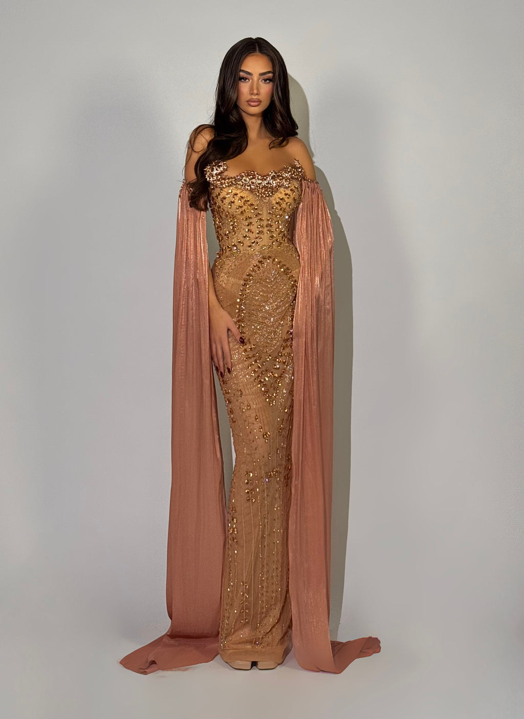 Amarisse - Long Dress with draped sleeves