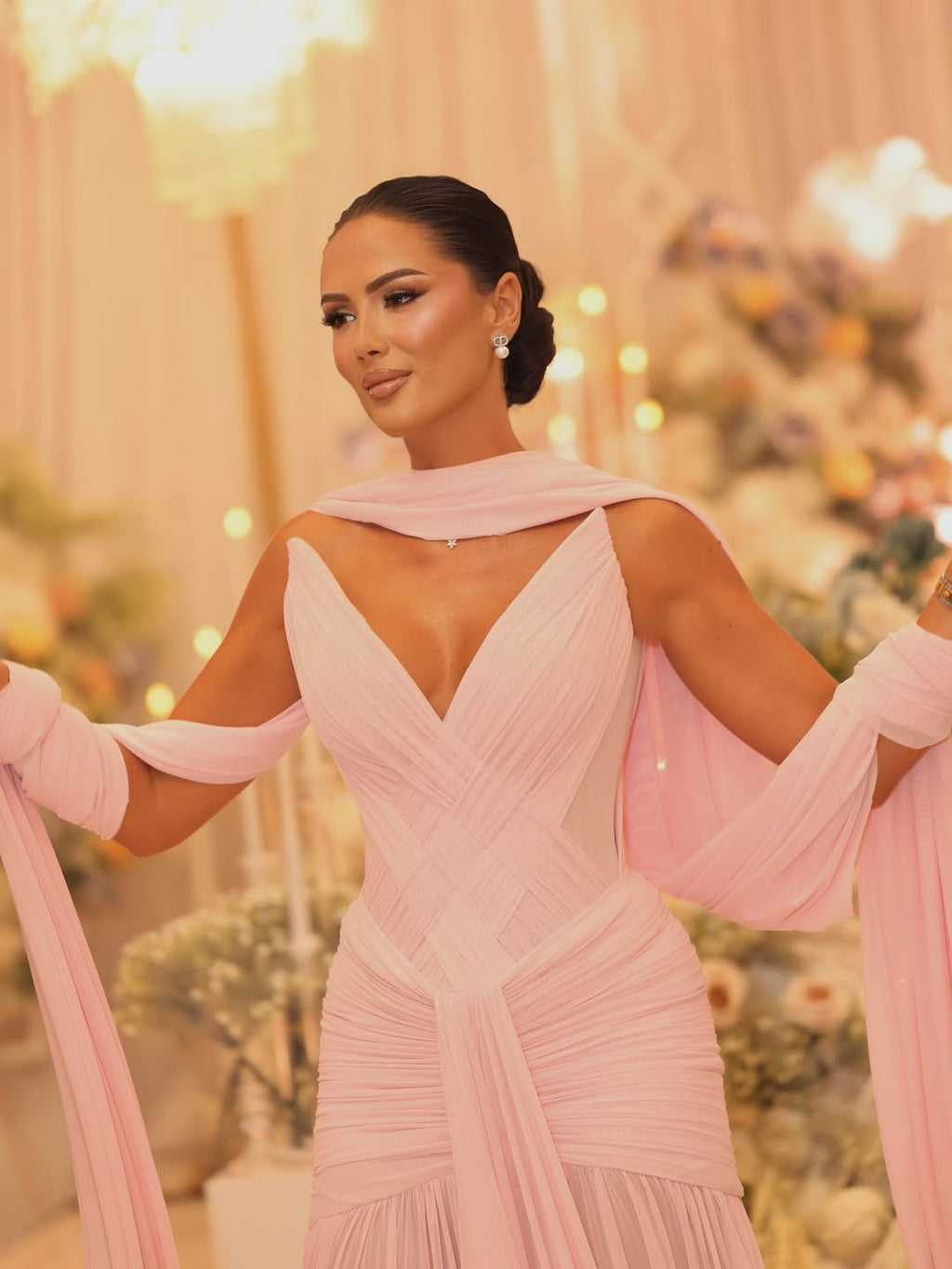 Niná - Blush Pink Draped Gown