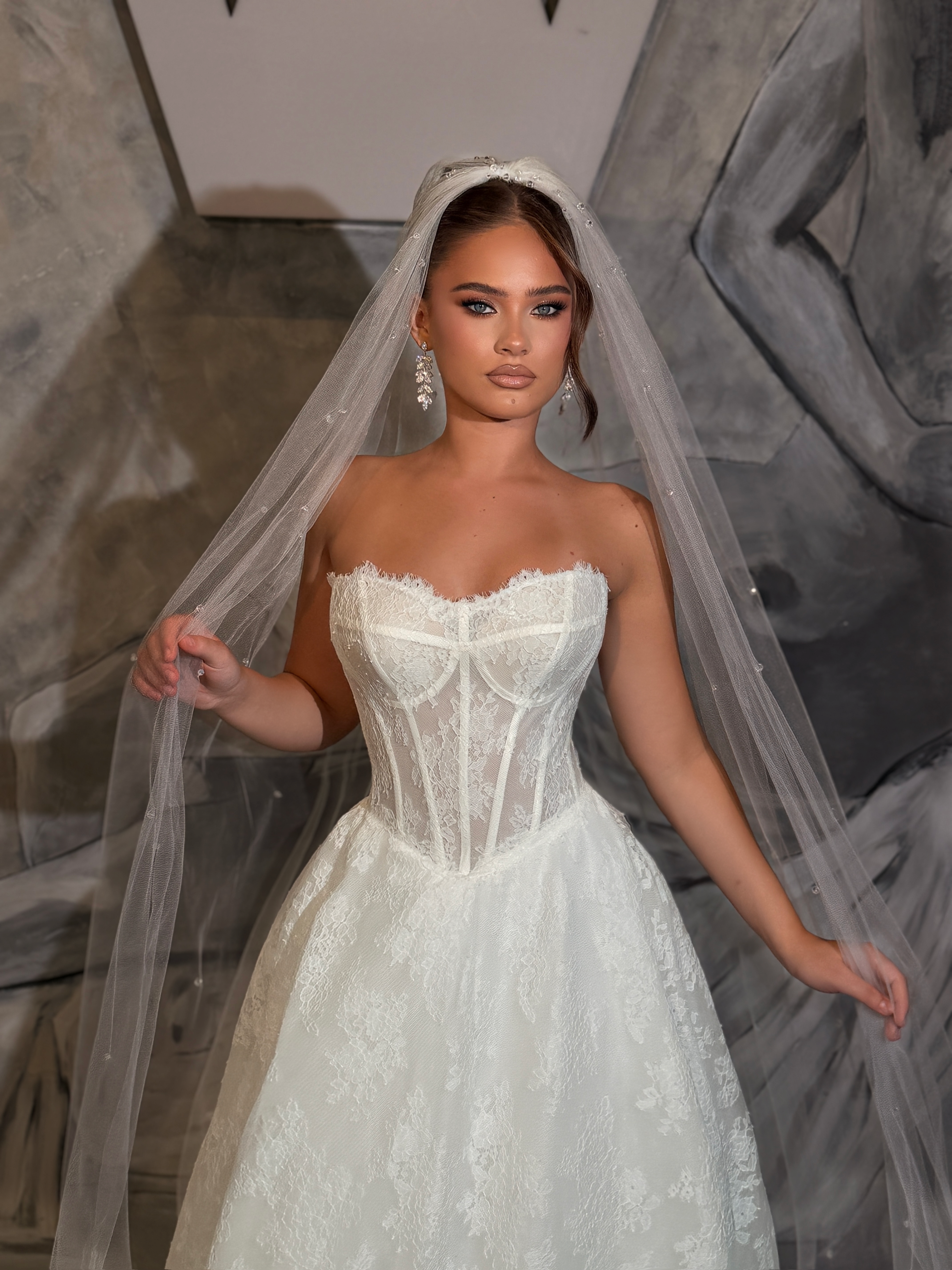 Romina - Strapless lace corset bridal gown