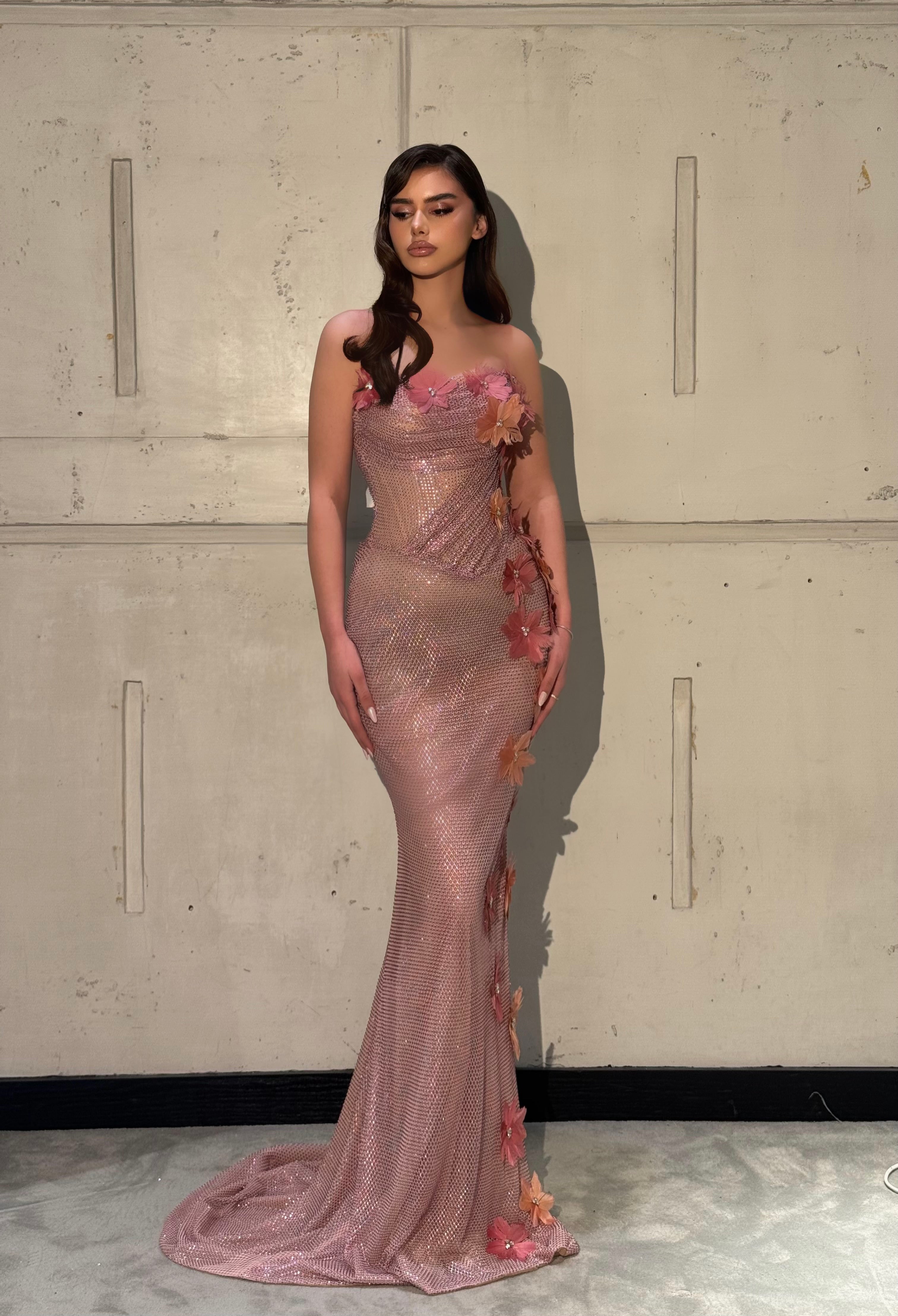 Arvela - Blush Floral Gown