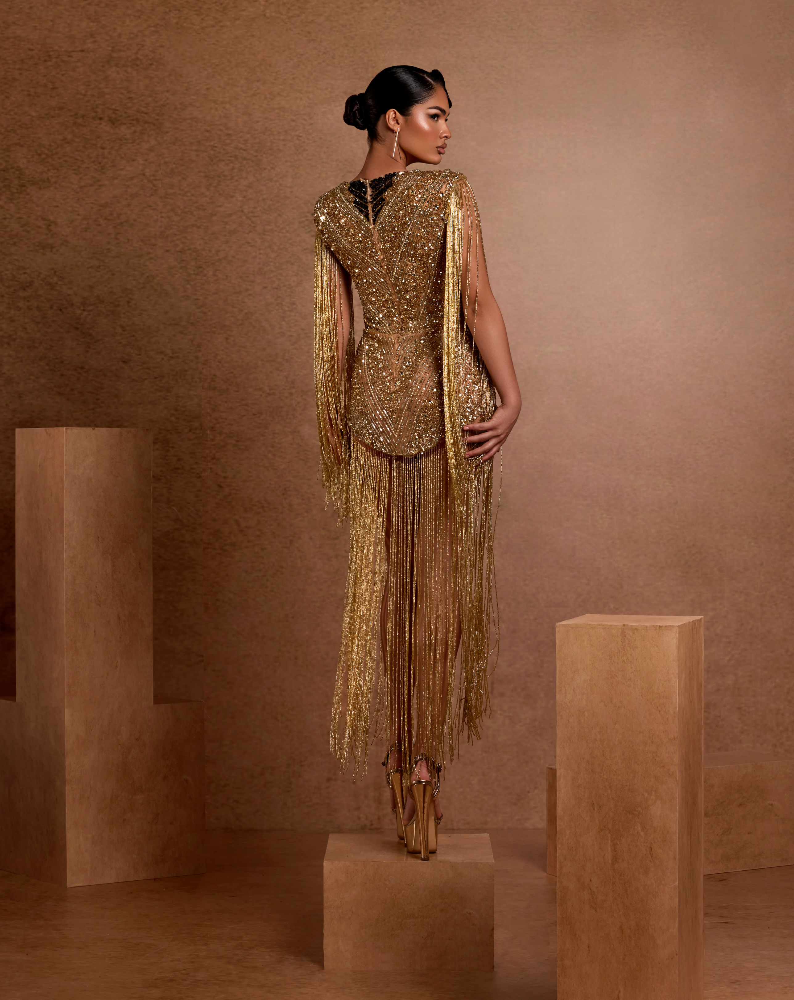 Queen of Nile Fringe Sequin Gown