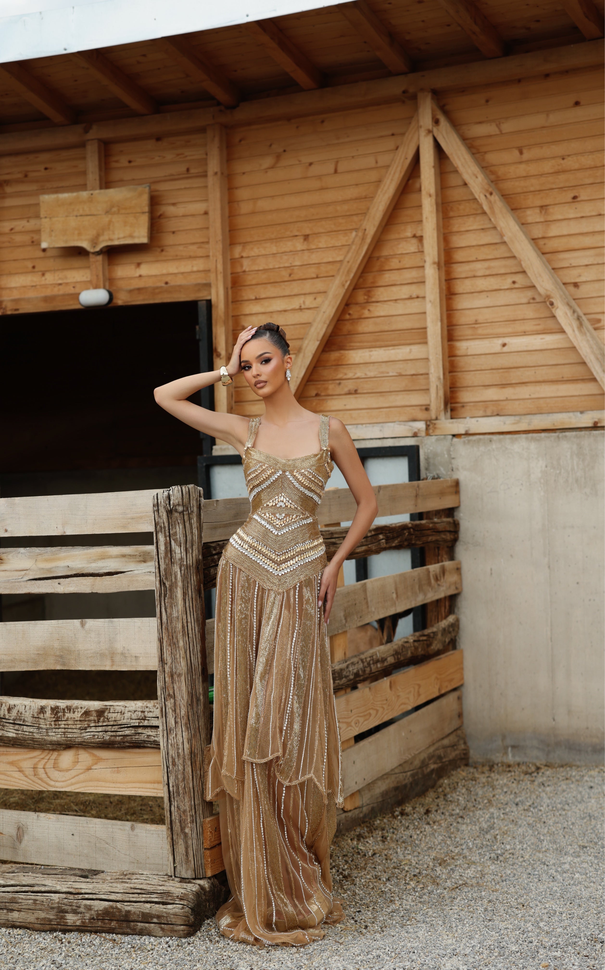 Jona - Beaded Fringe Gown