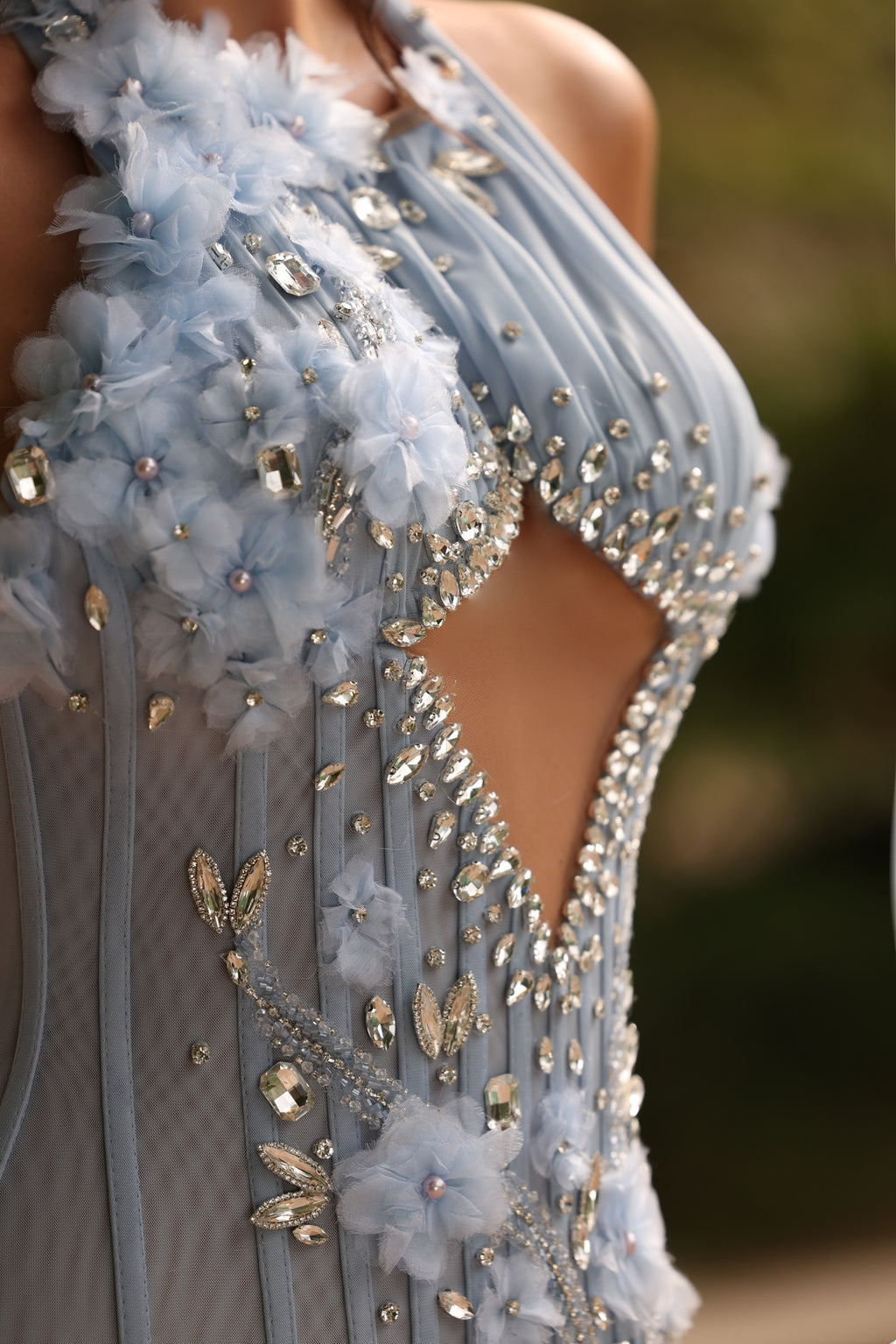 Lieta - Blue Floral Cutout Corset Dress