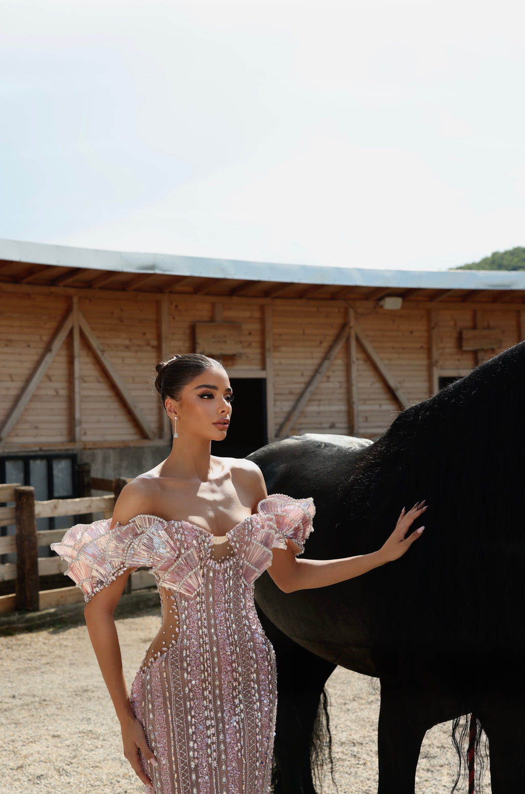 Nela - Off Shoulder Crystal Gown