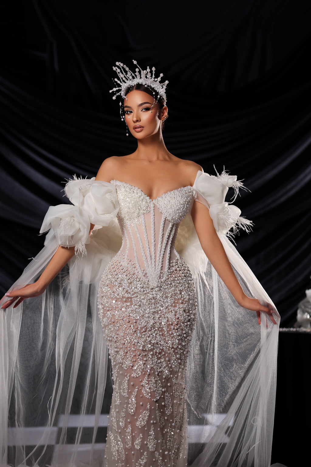 Royal Cape Sleeved Corset Gown