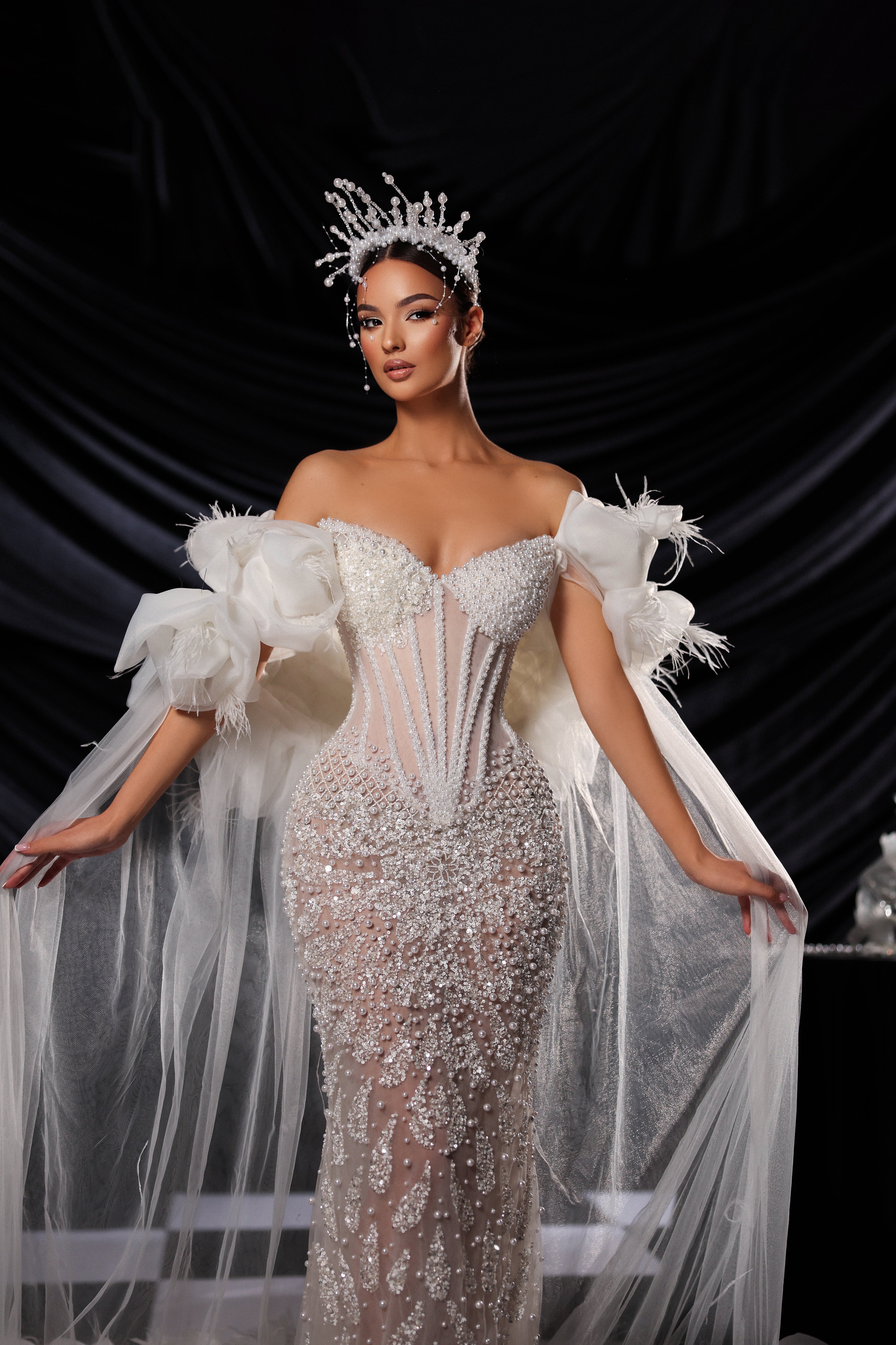 Royal Cape Sleeved Corset Gown