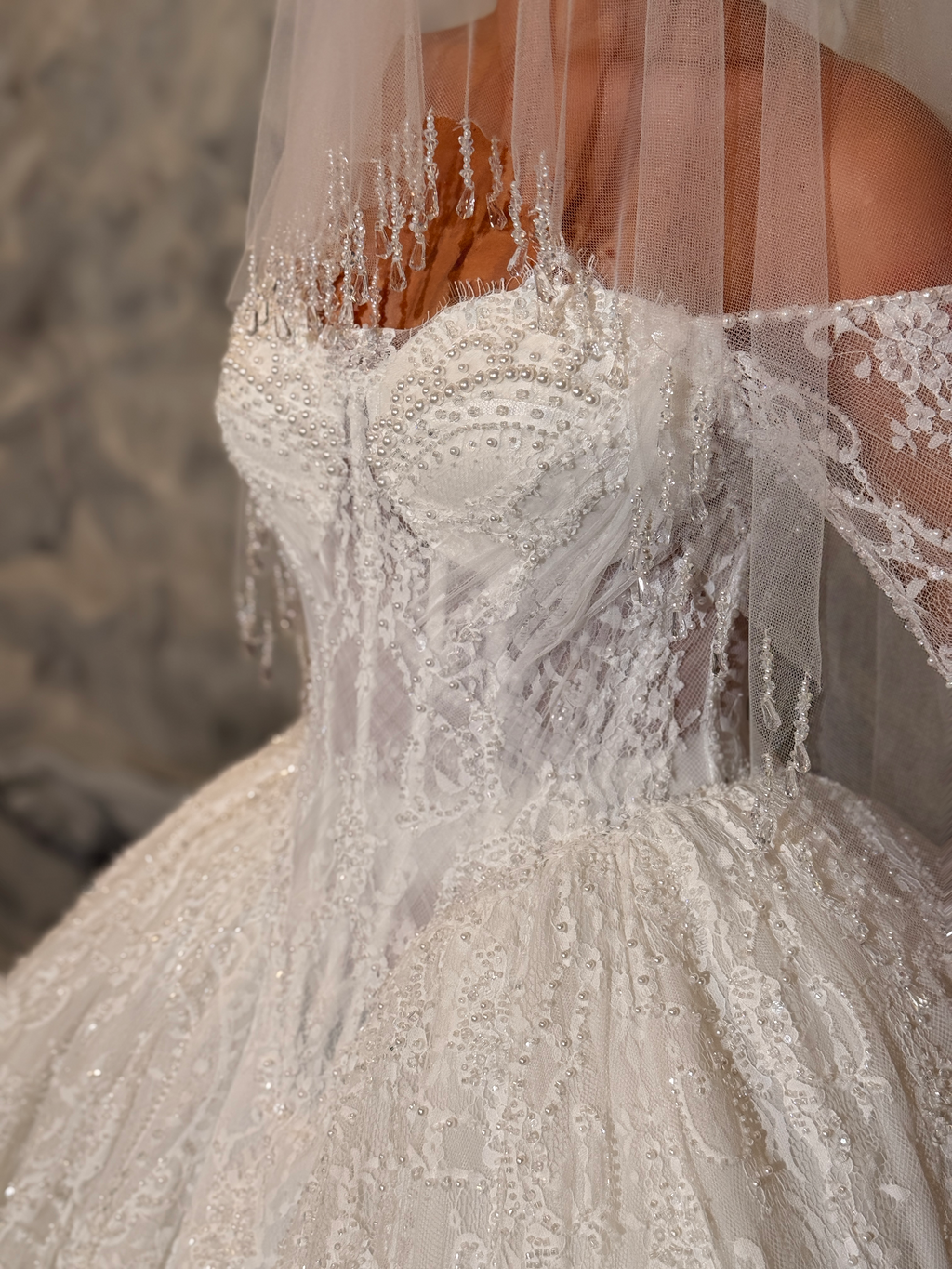 Inaya - Pearl sleeve bridal gown