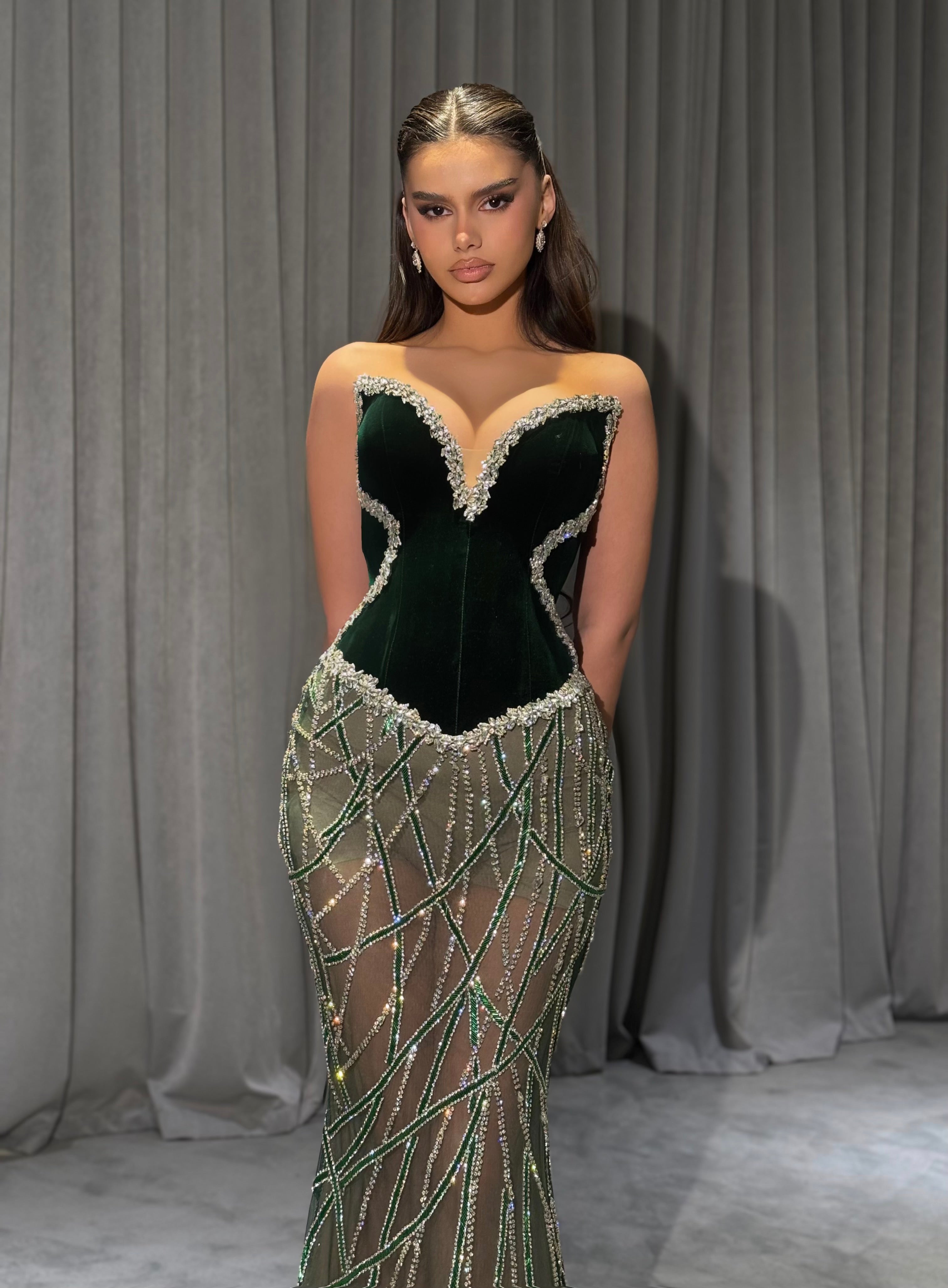 Elona - Strapless Crystal Gown