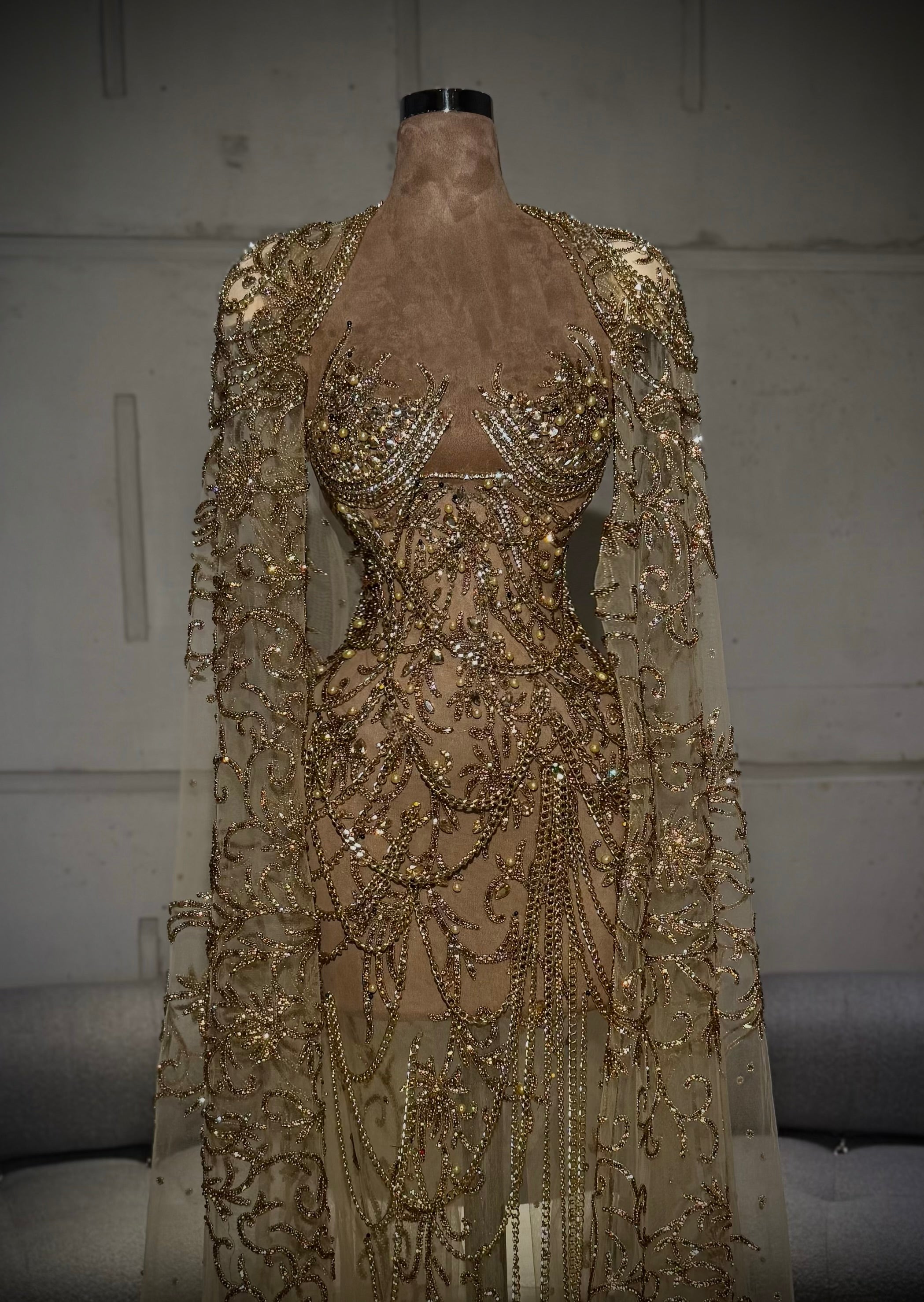 Alaa - Gold Embroidered Gown Walone LLC Alaa - Gold Embroidered Gown Walone LLC