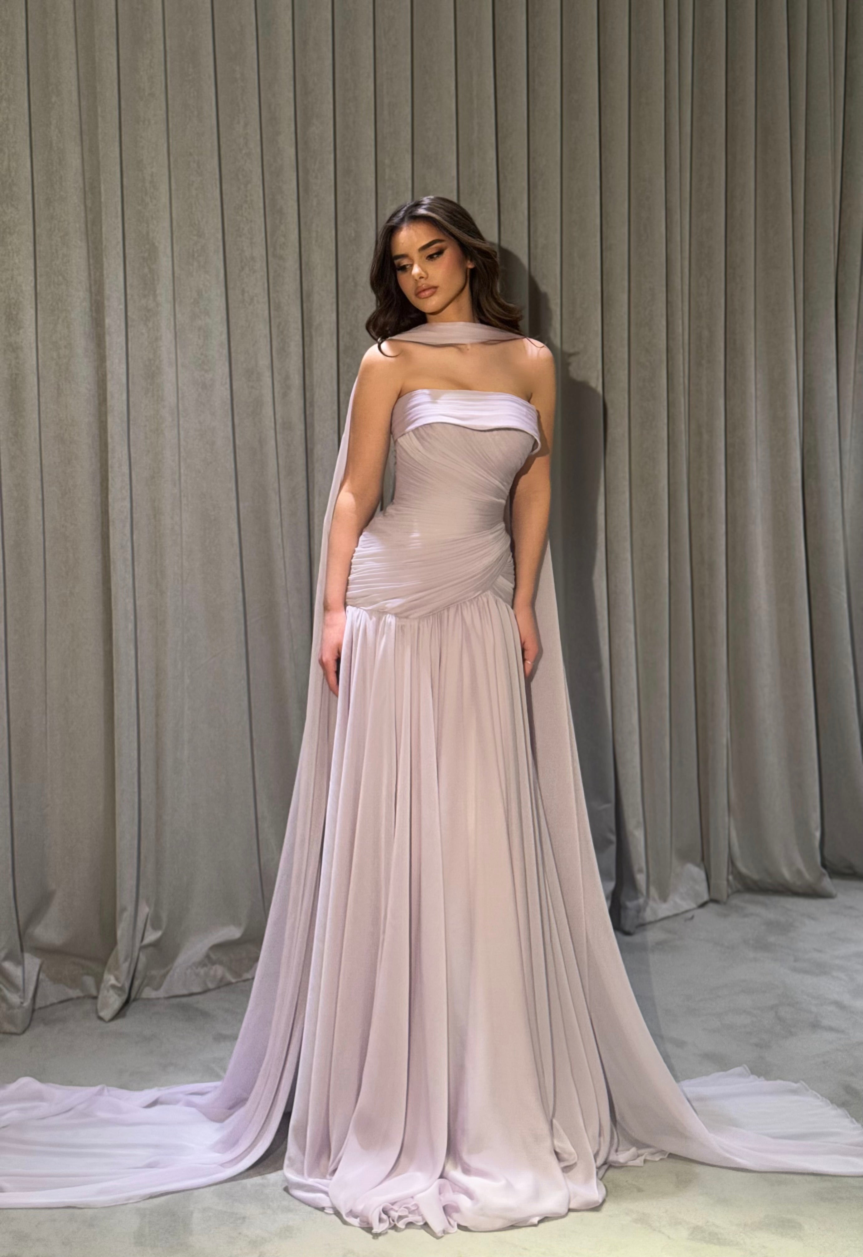 Liona - Draped Strapless Gown