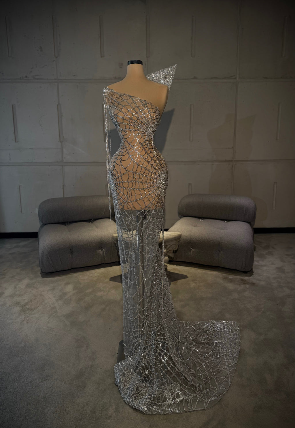 Ivy – Silver Beaded Gown