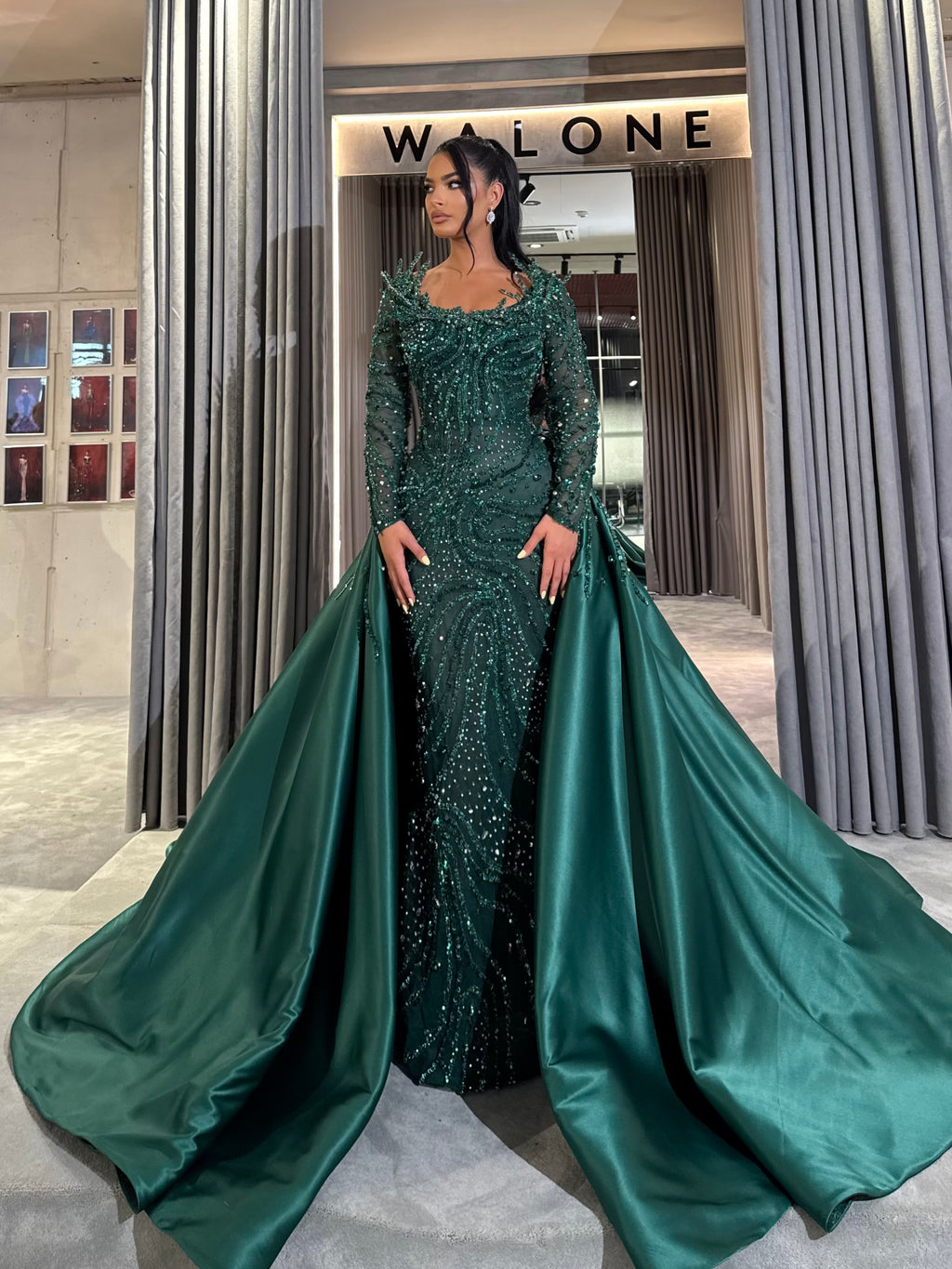 Emerald Royalty Gown with Removable Overskirt