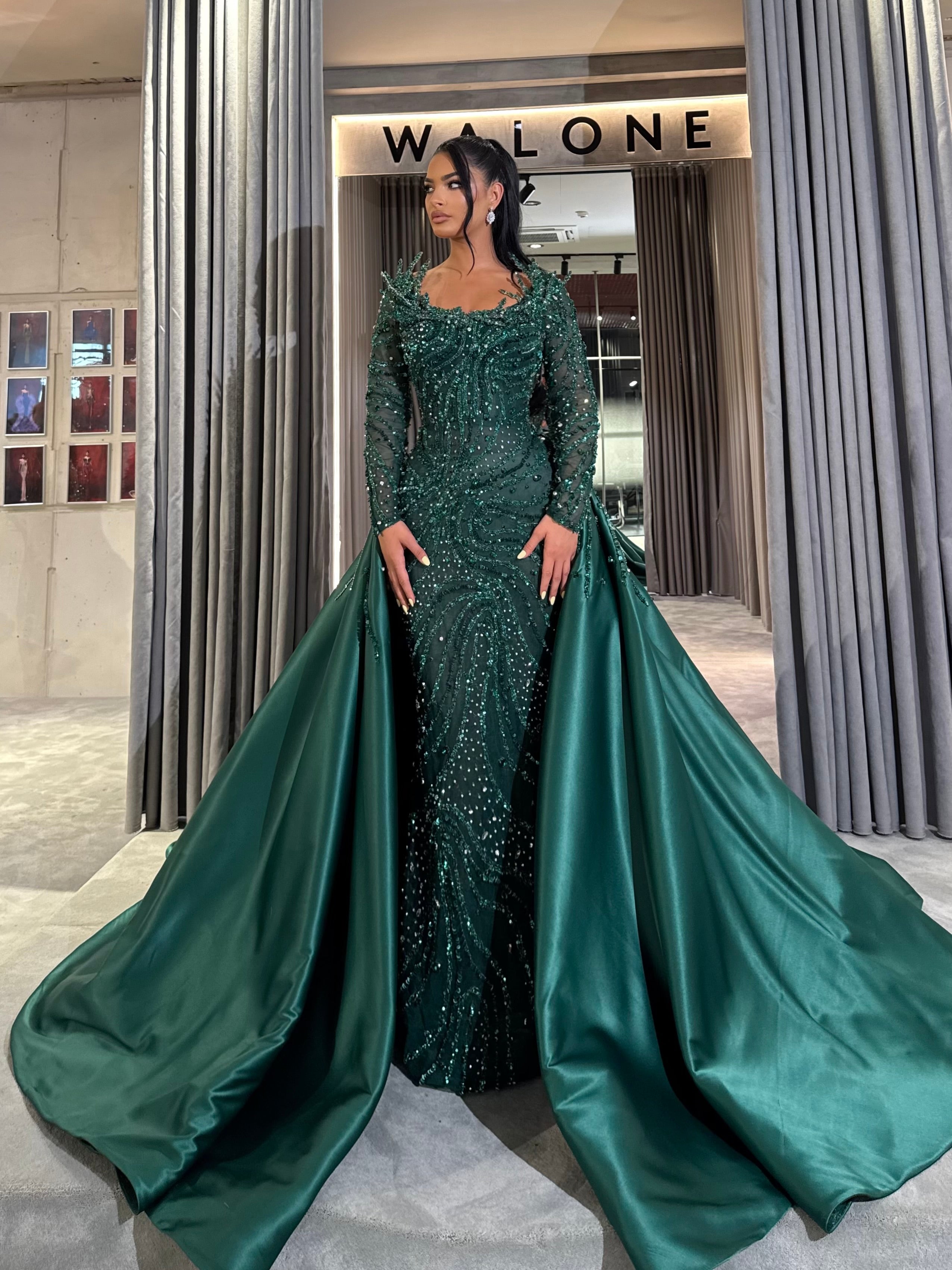 Emerald Royalty Gown with Removable Overskirt