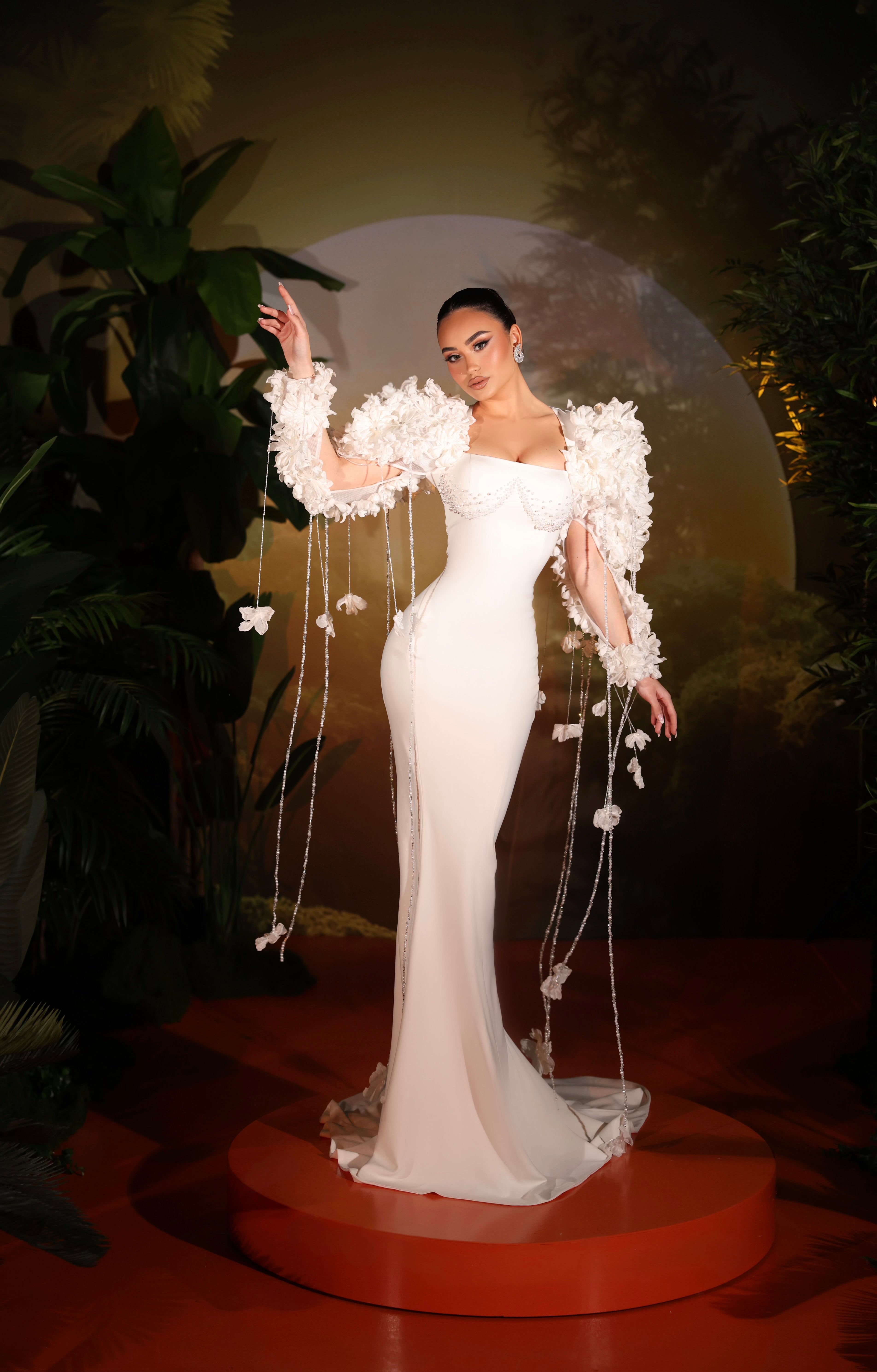 Eleona - White Floral Gown