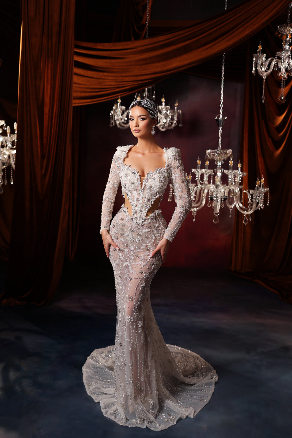 Ornate Cut Out Mermaid Gown