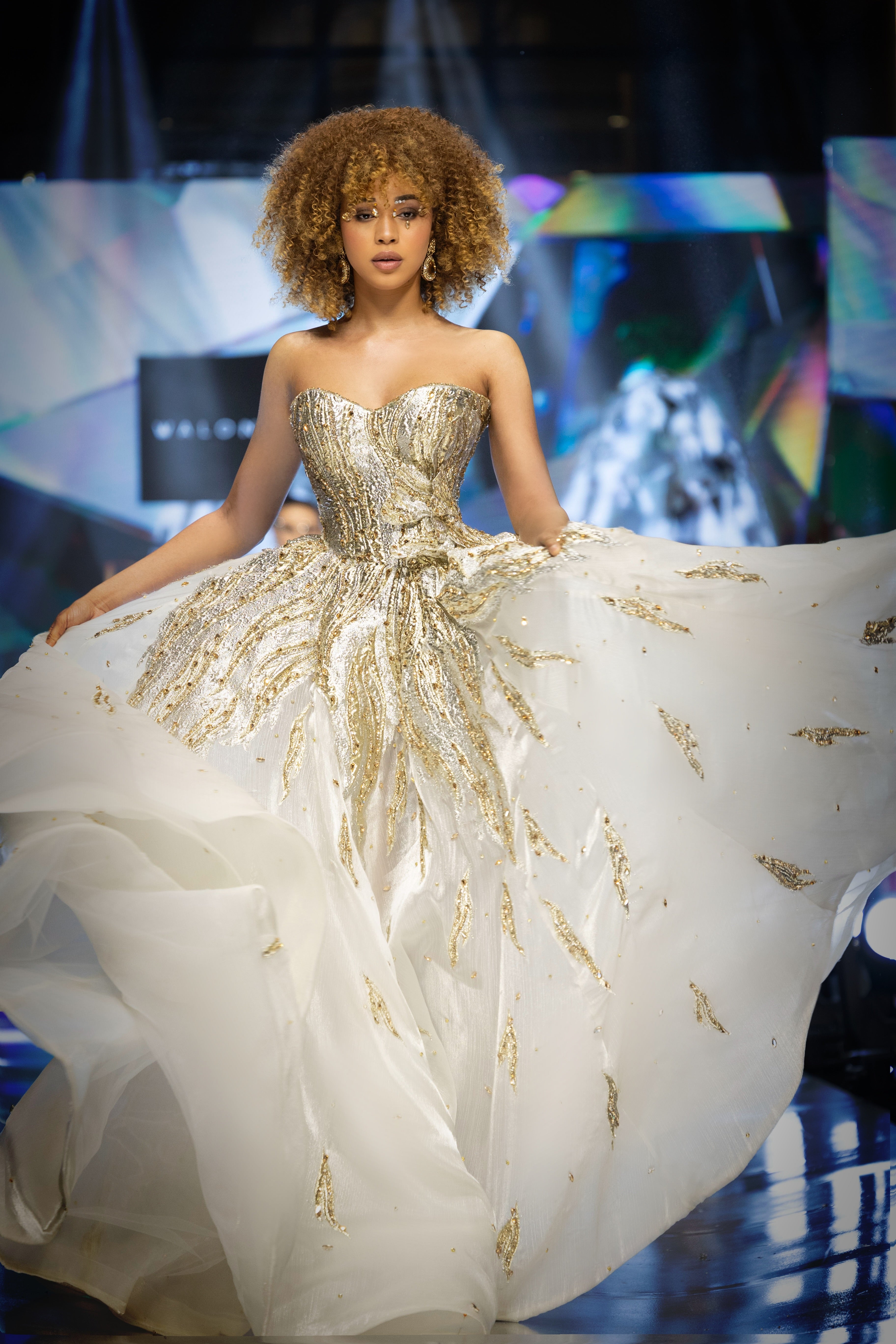 Diana - Ivory Gold Embroidered Ball Gown