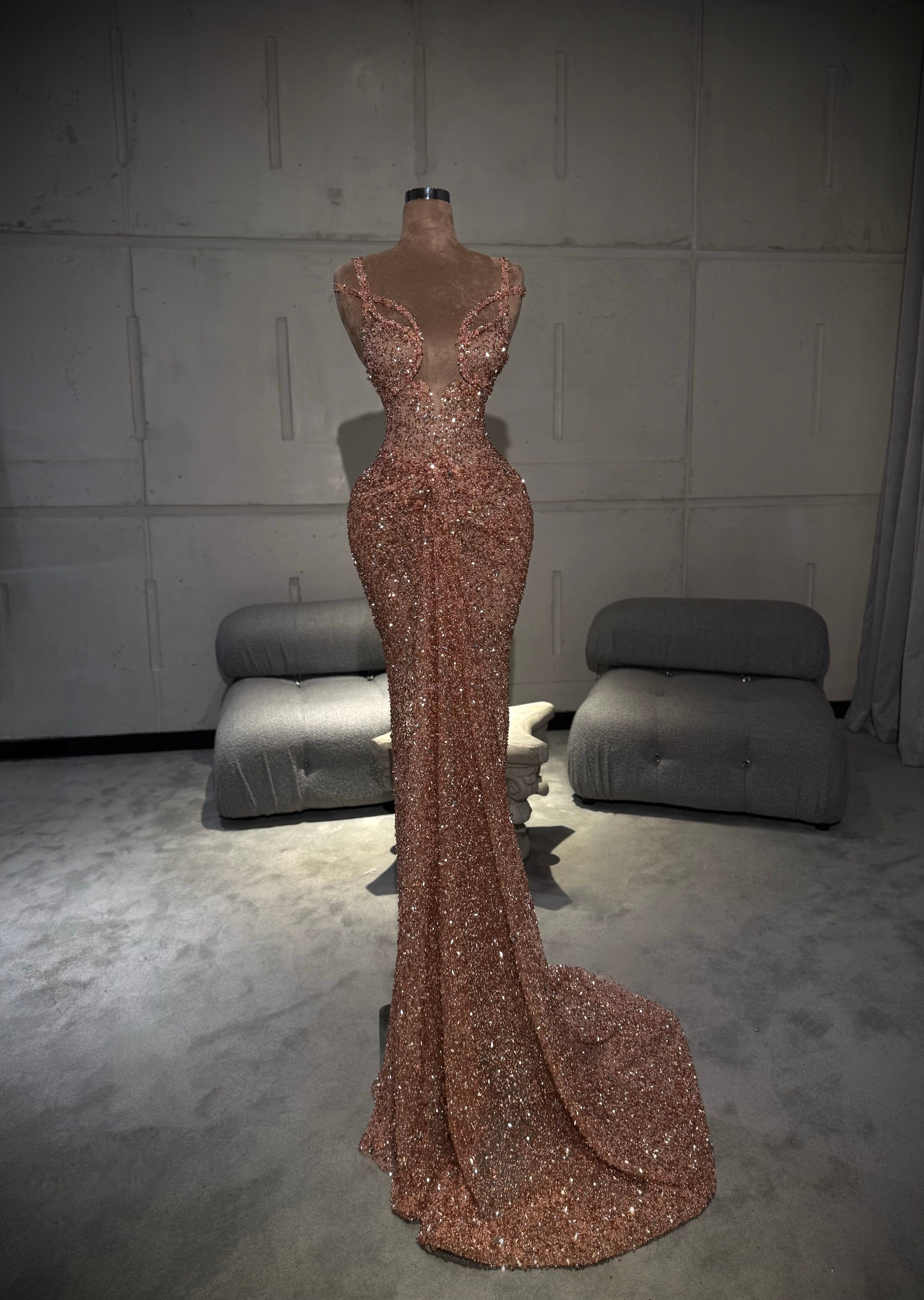 Aurelya - Rose Gold Crystal Gown