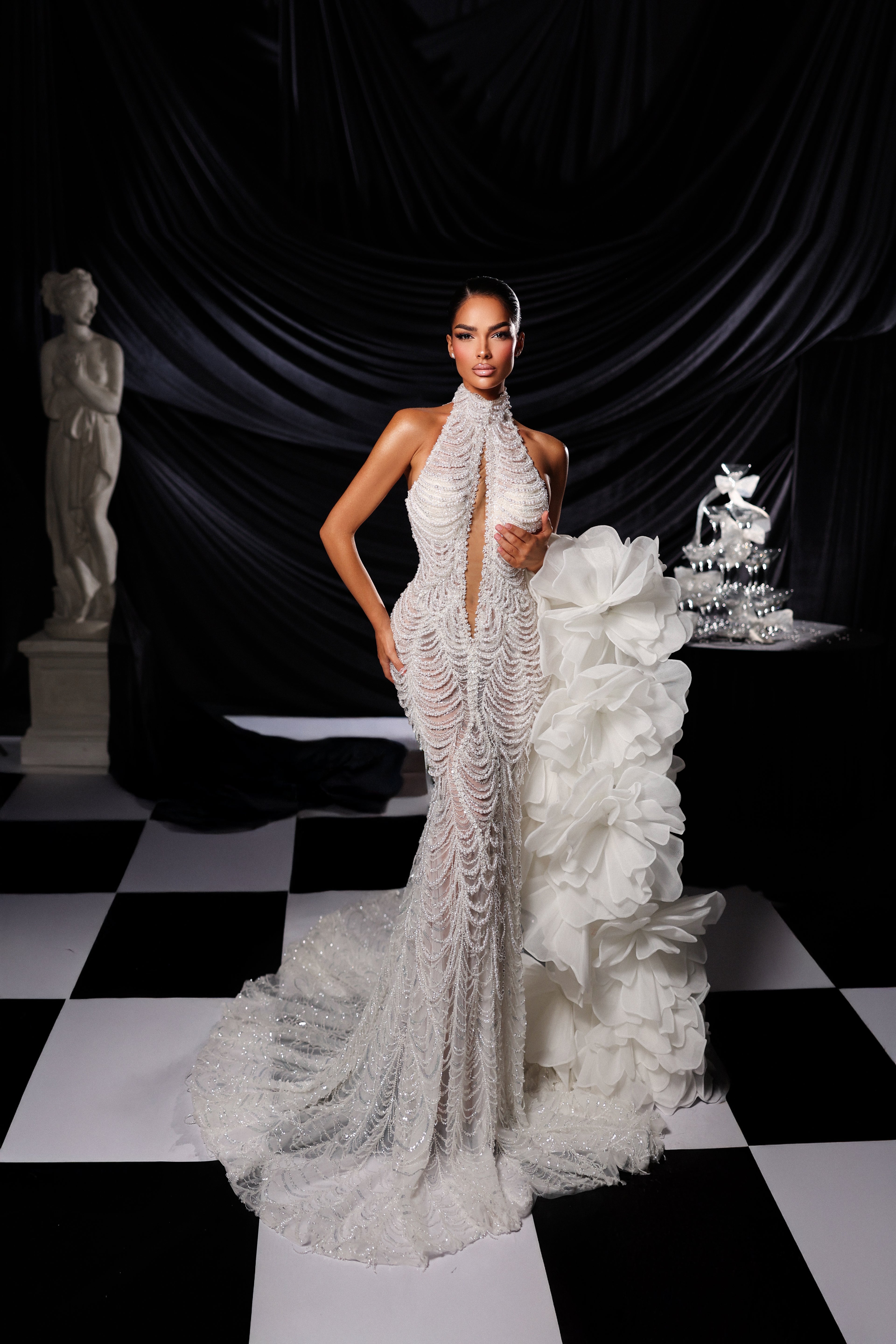 High Neck Beaded Bridal Gown XL High Neck Beaded Bridal Gown XL