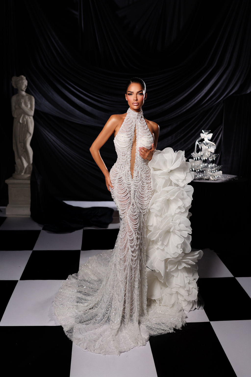 High Neck Beaded Bridal Gown