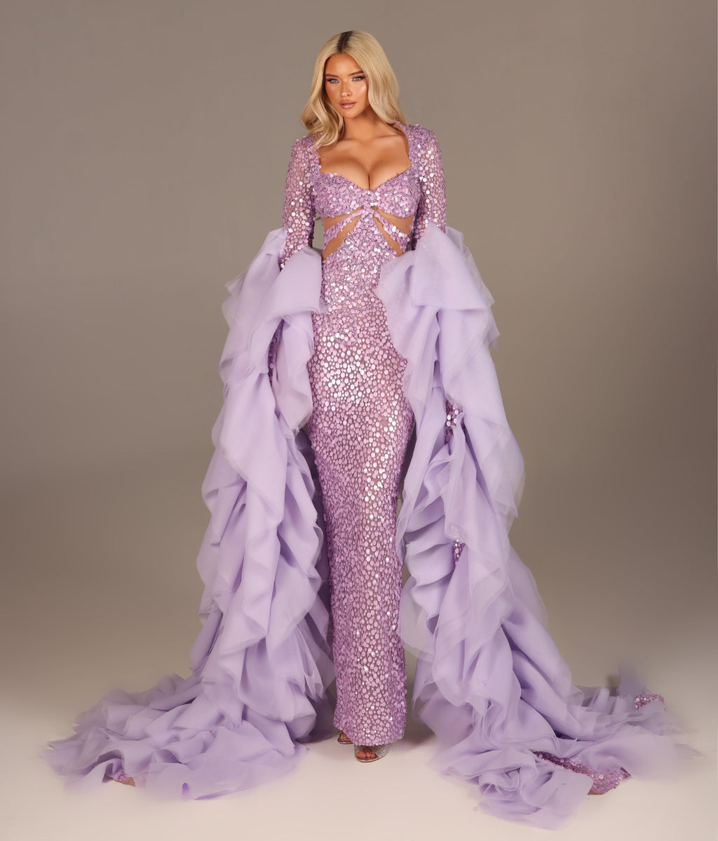 Andela - Mermaid Gown with Dramatic Ruffle Sleeves