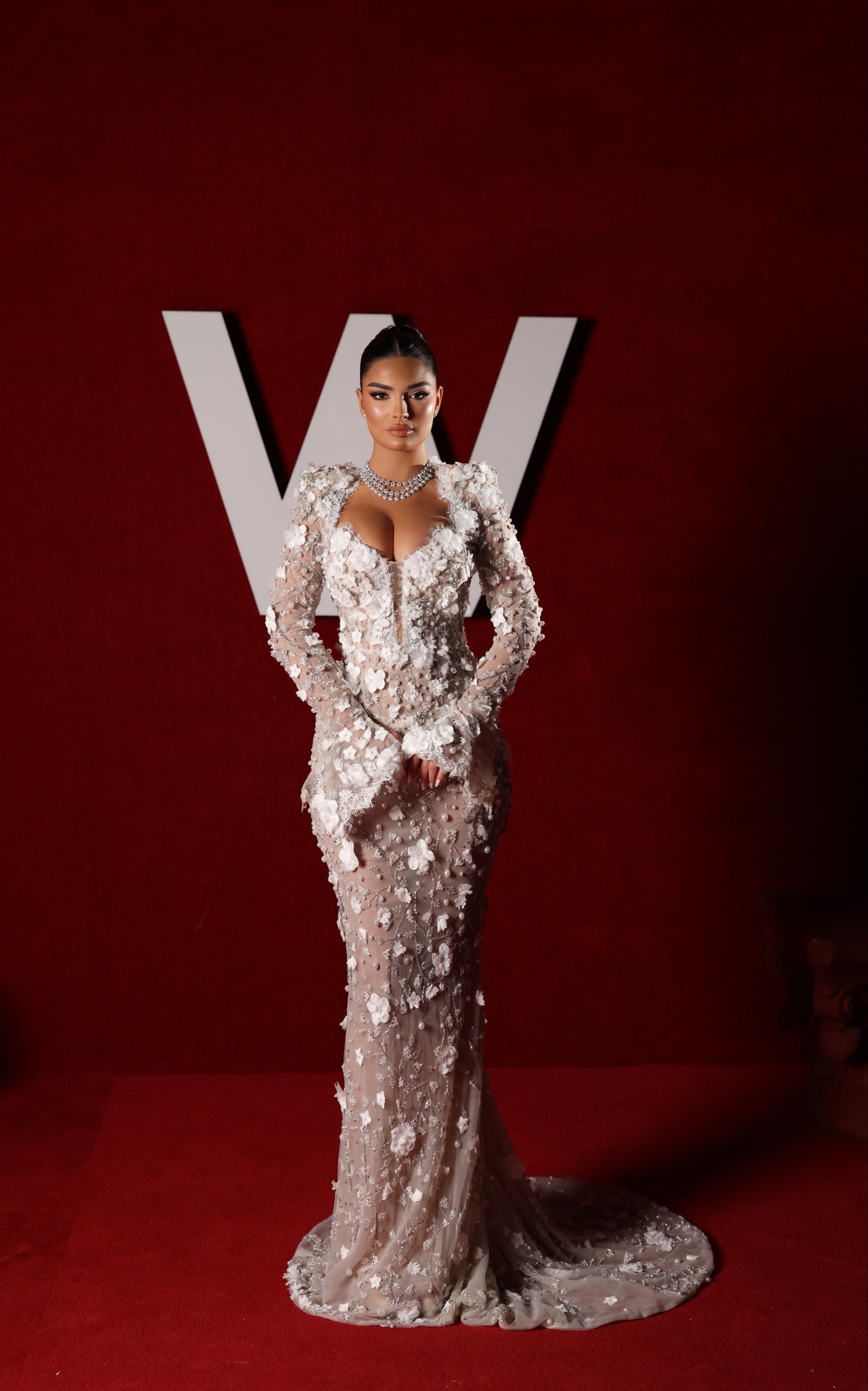 Vanessa - 3D Floral Pearl Corset Mermaid Gown