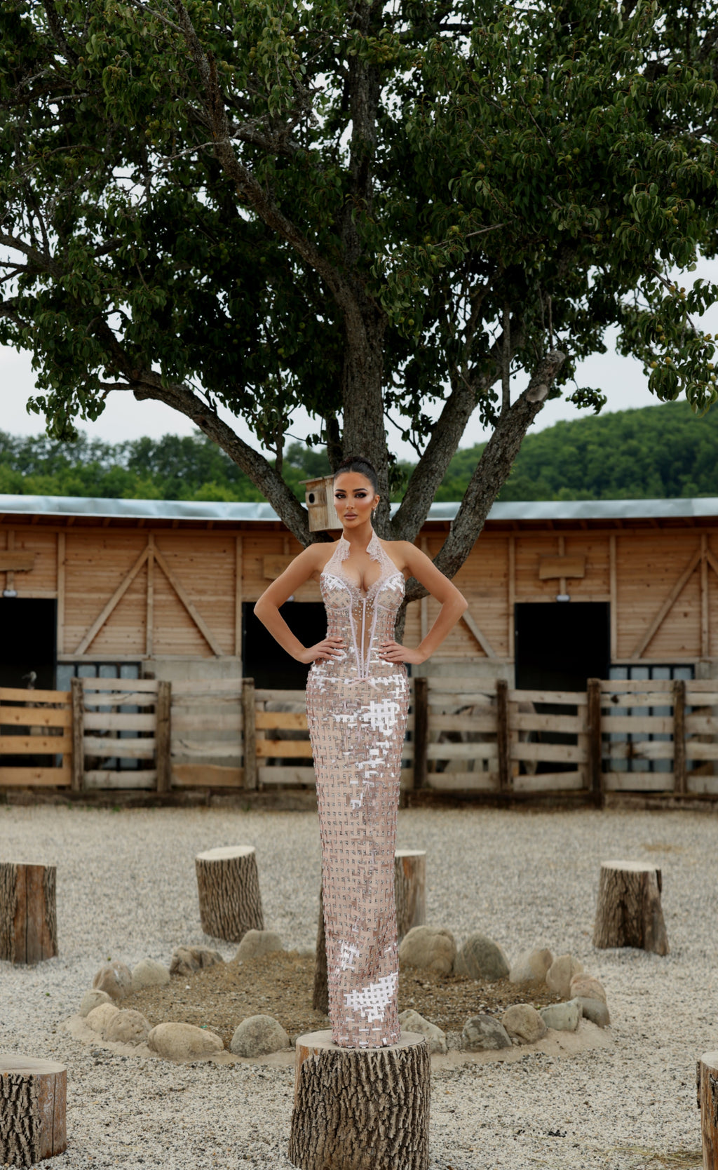 Nelia - Mirror Halter Gown