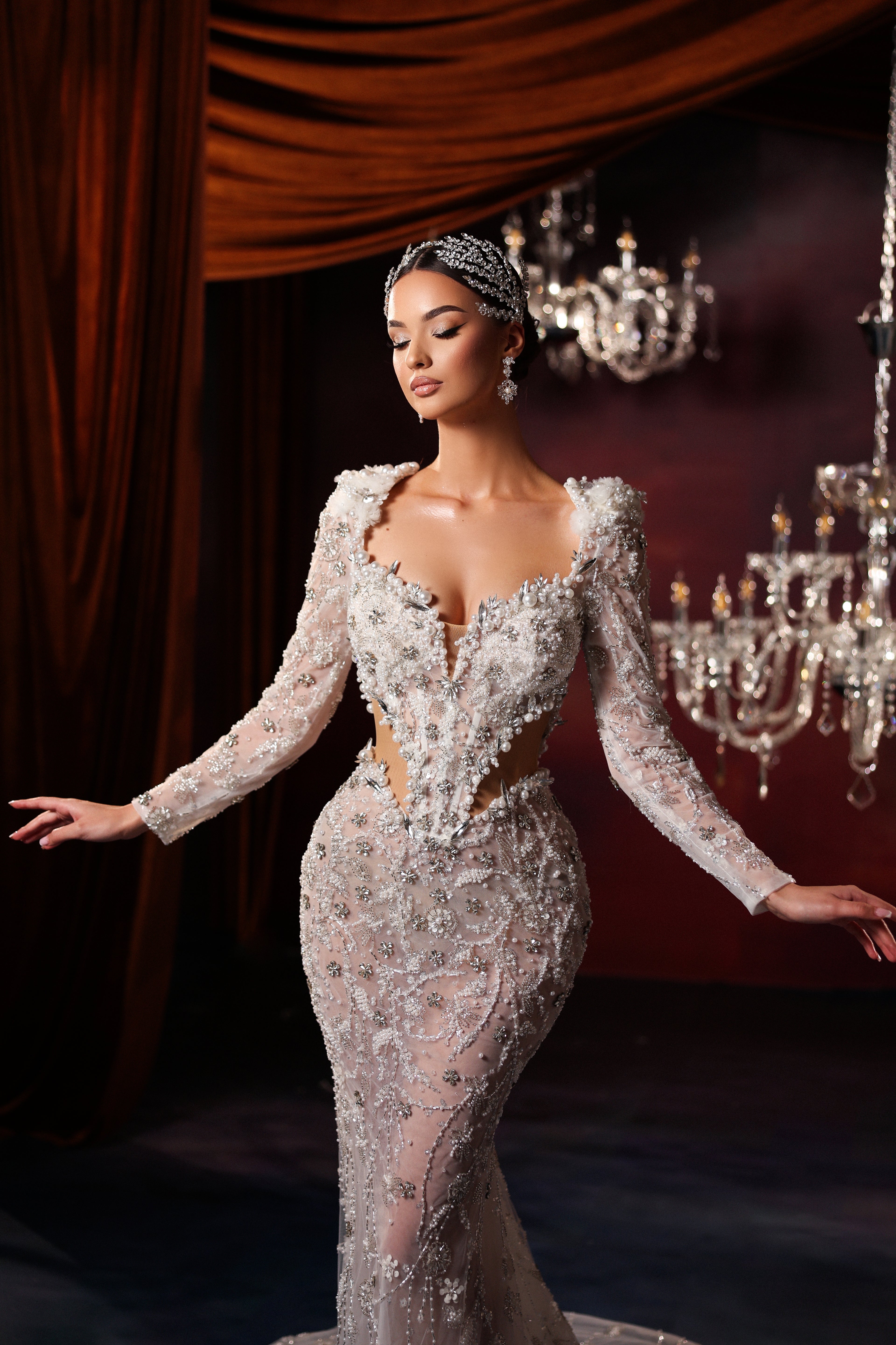 Ornate Cut Out Mermaid Gown