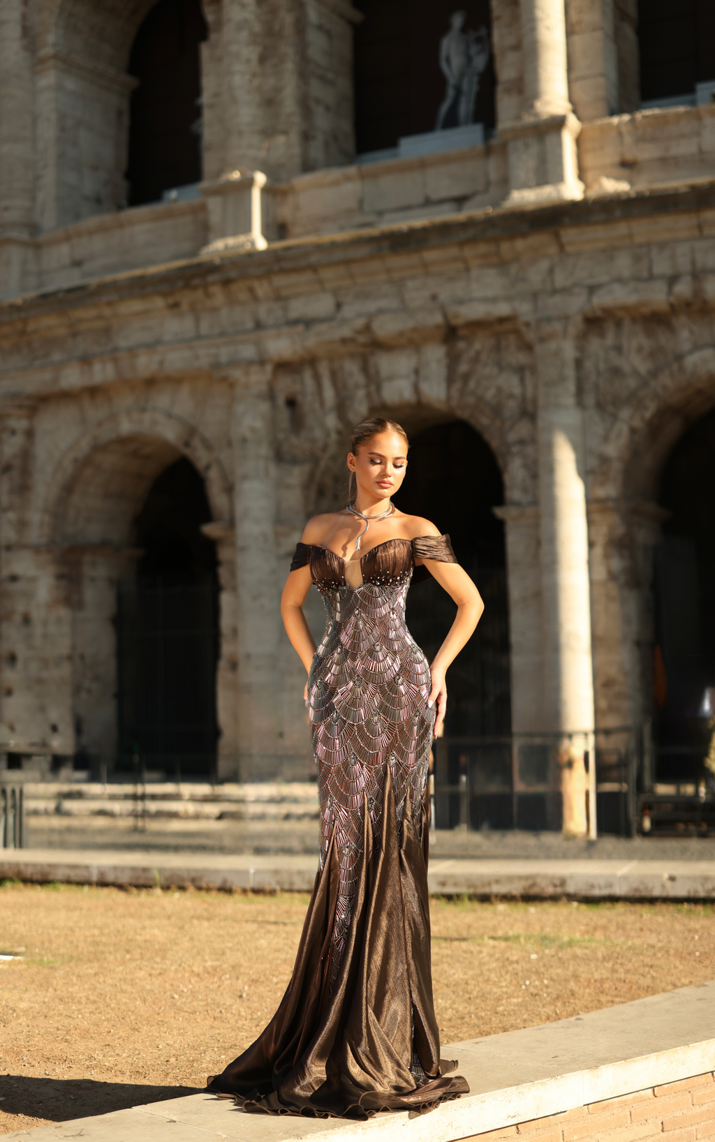 Erestina - Geometric beaded gown