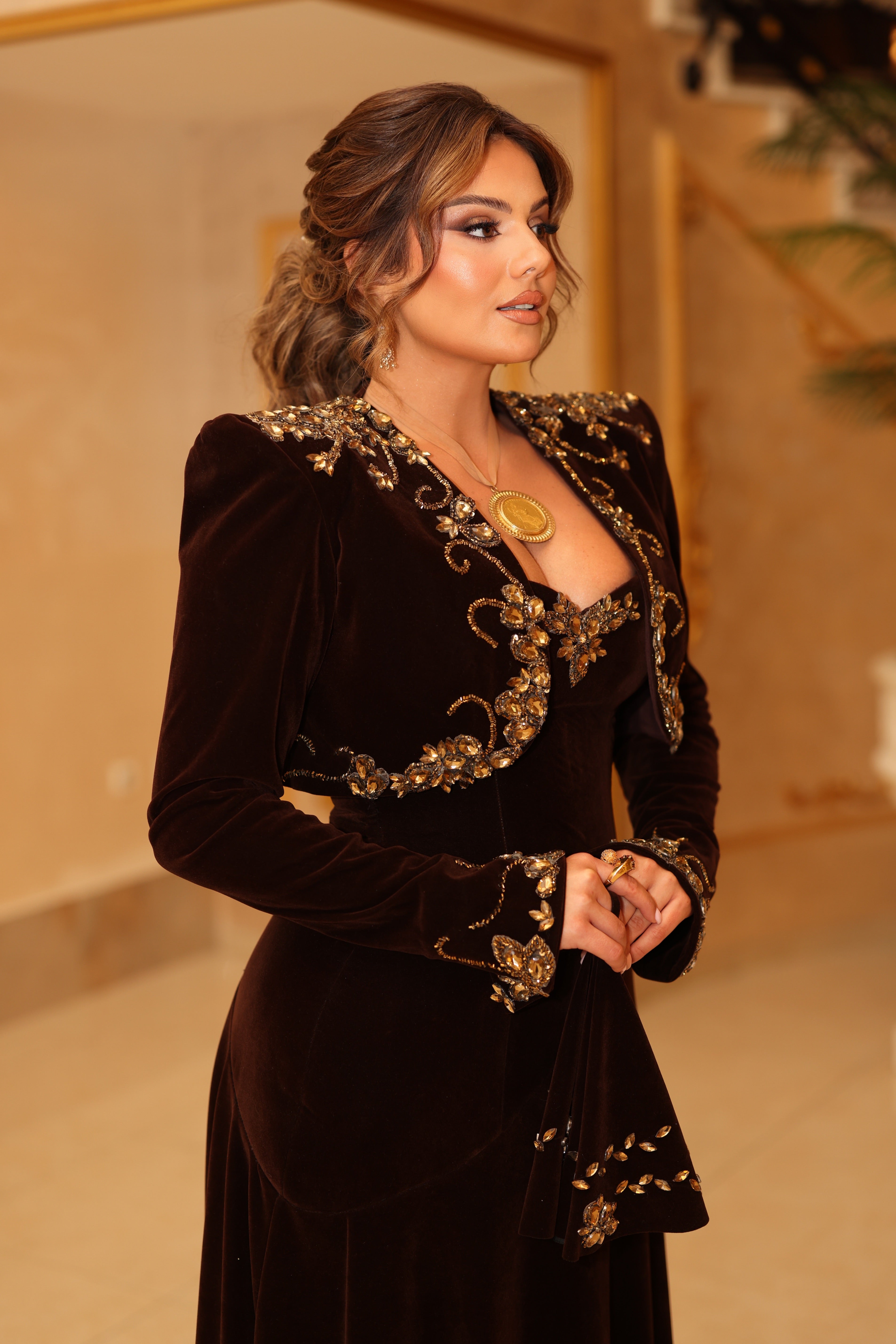 Andronika - Embellished Velvet Gown