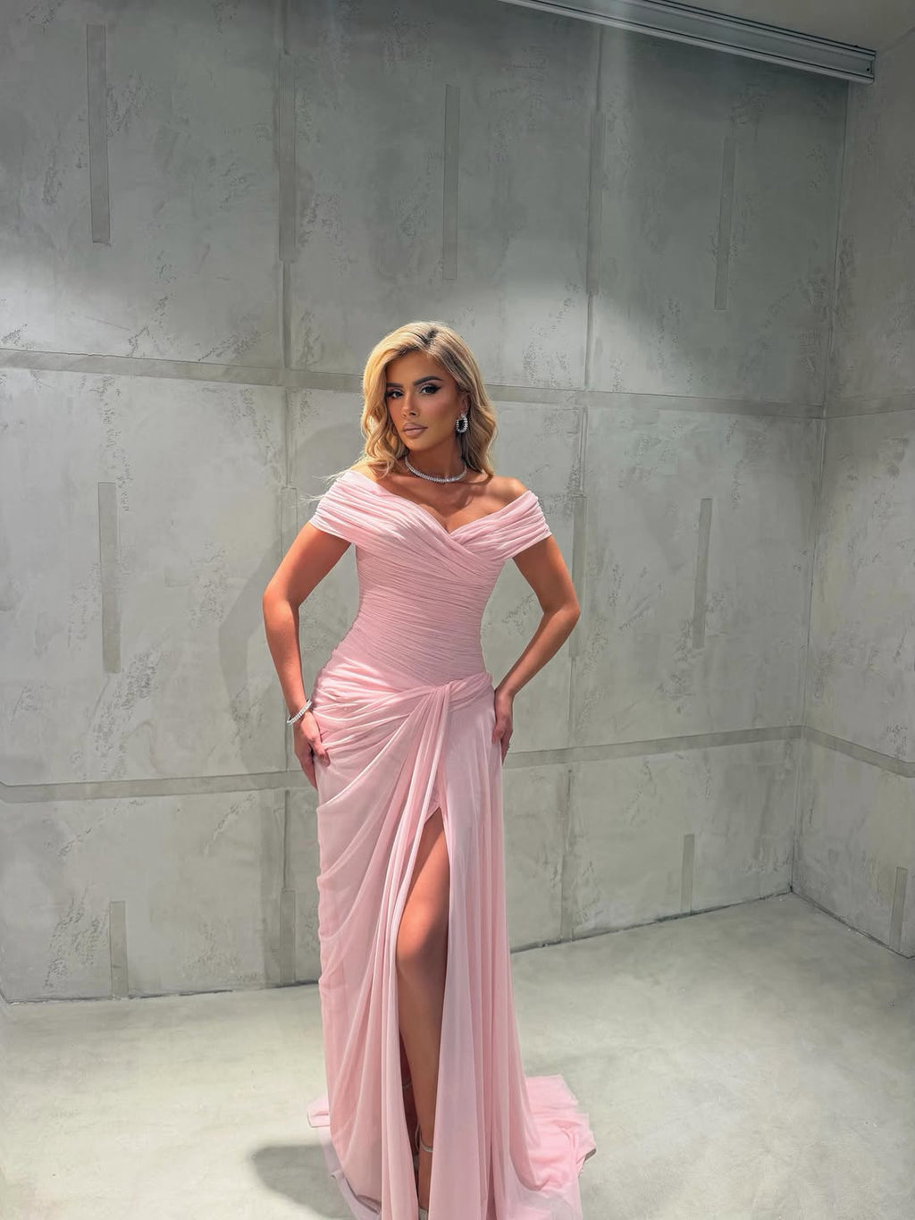 Roa - Off Shoulder Chiffon Gown
