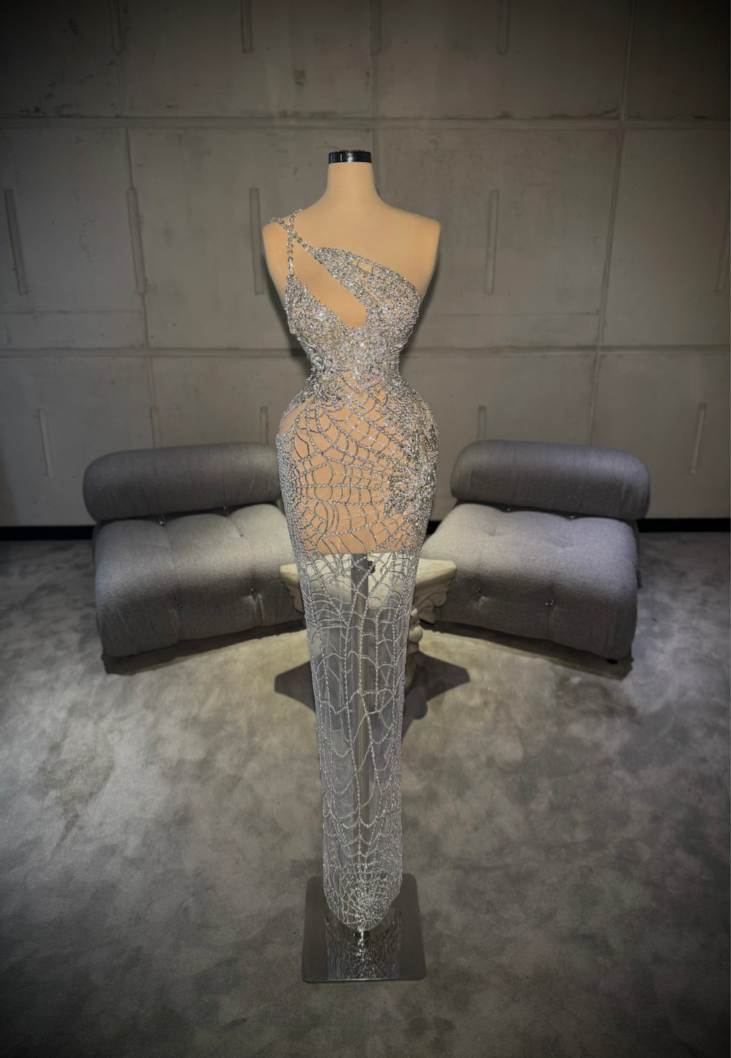 Celestina – Crystal Asymmetrical Gown