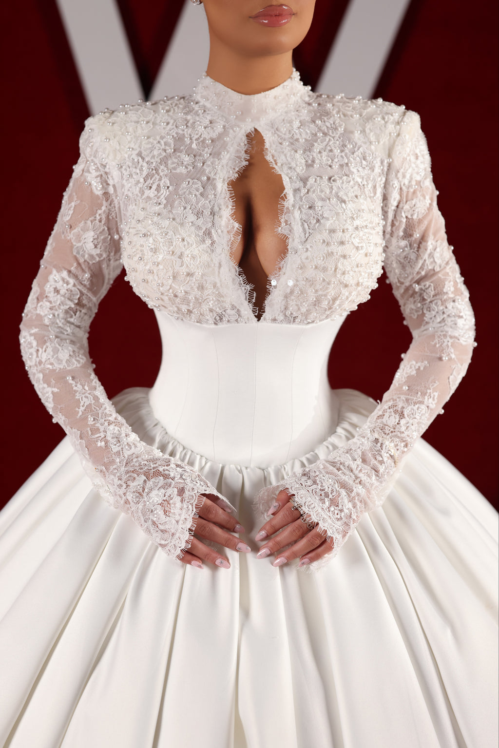 Vessa - High Neck Lace Ball Gown