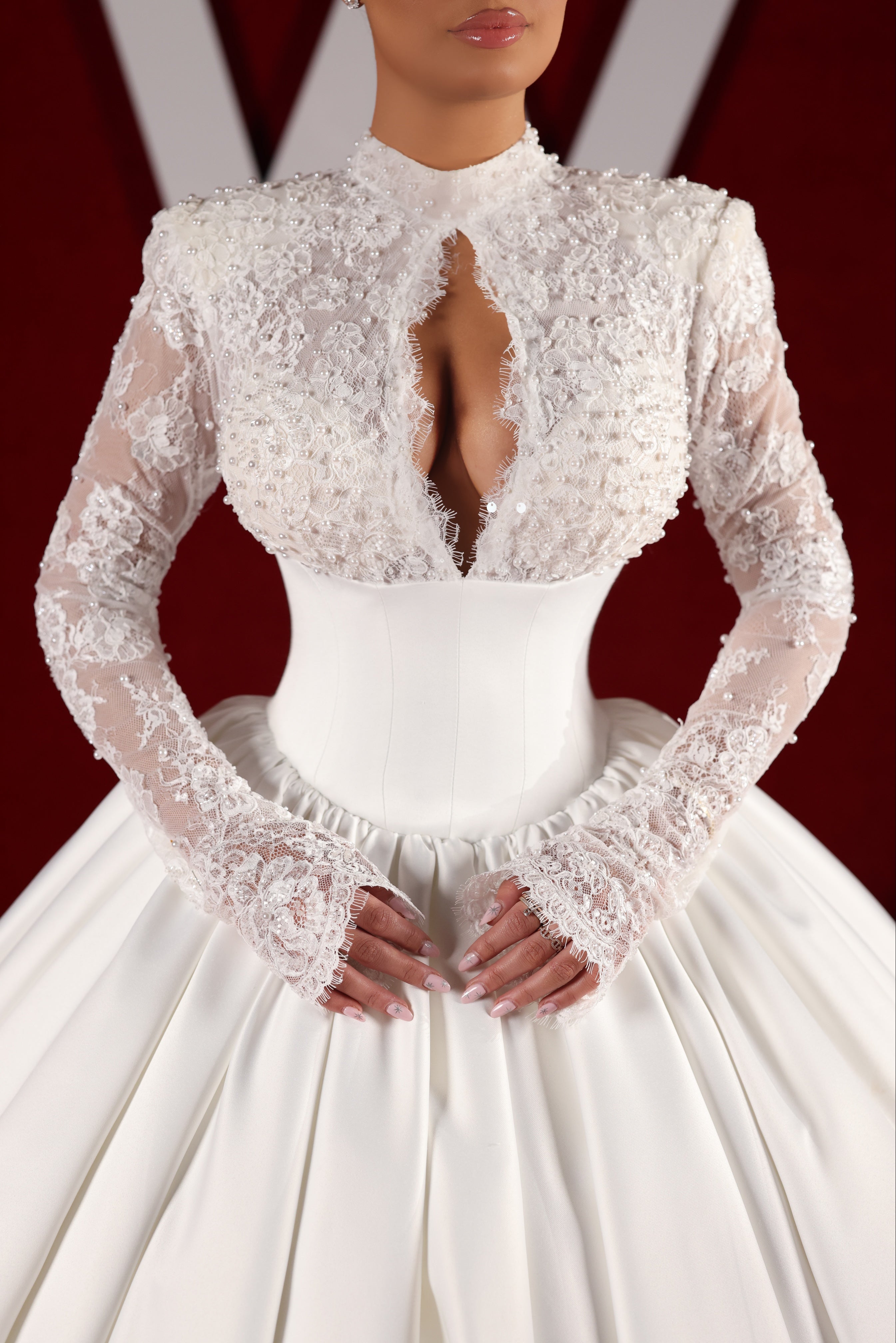 Vessa - High Neck Lace Ball Gown