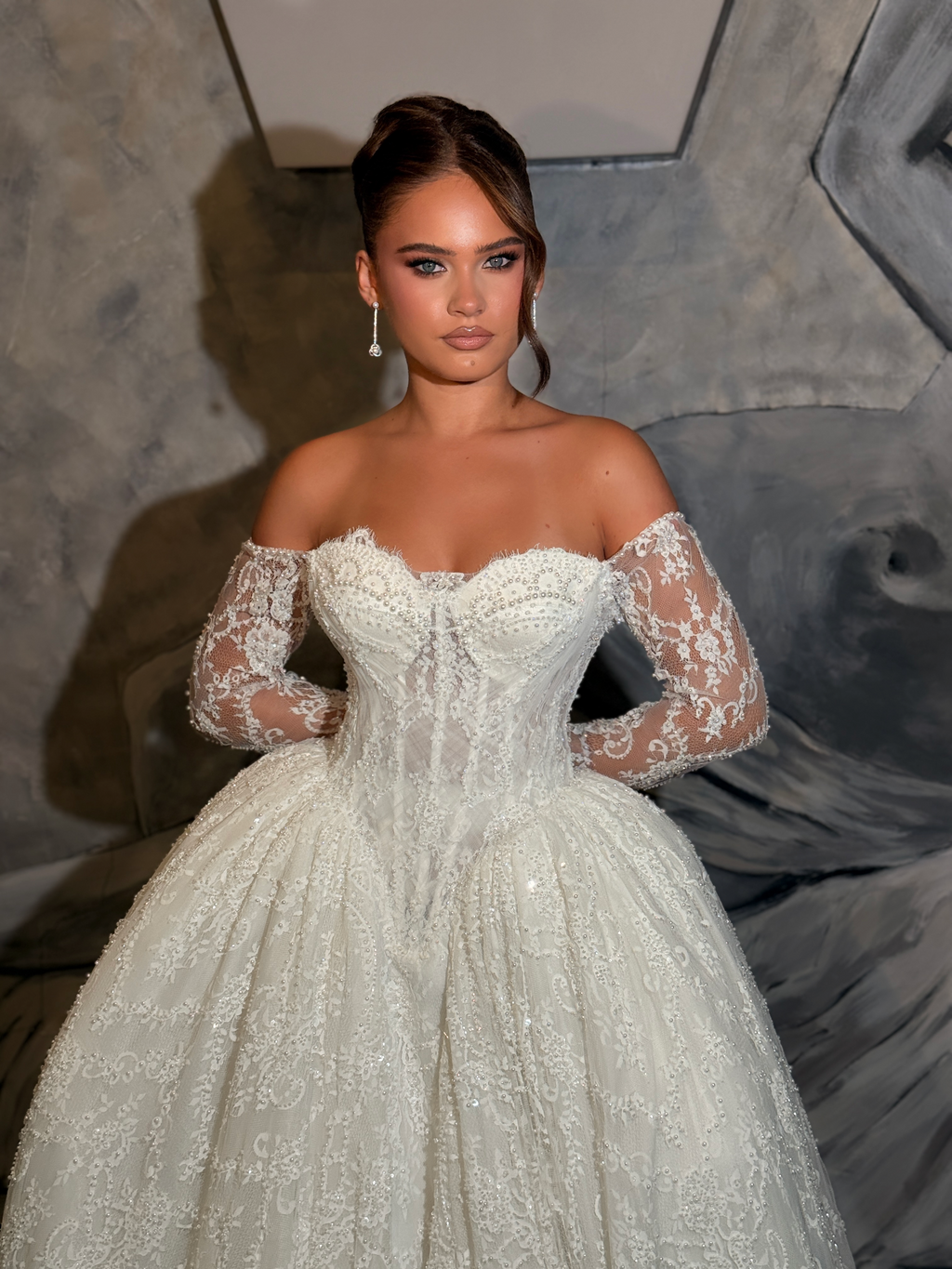 Inaya - Pearl sleeve bridal gown