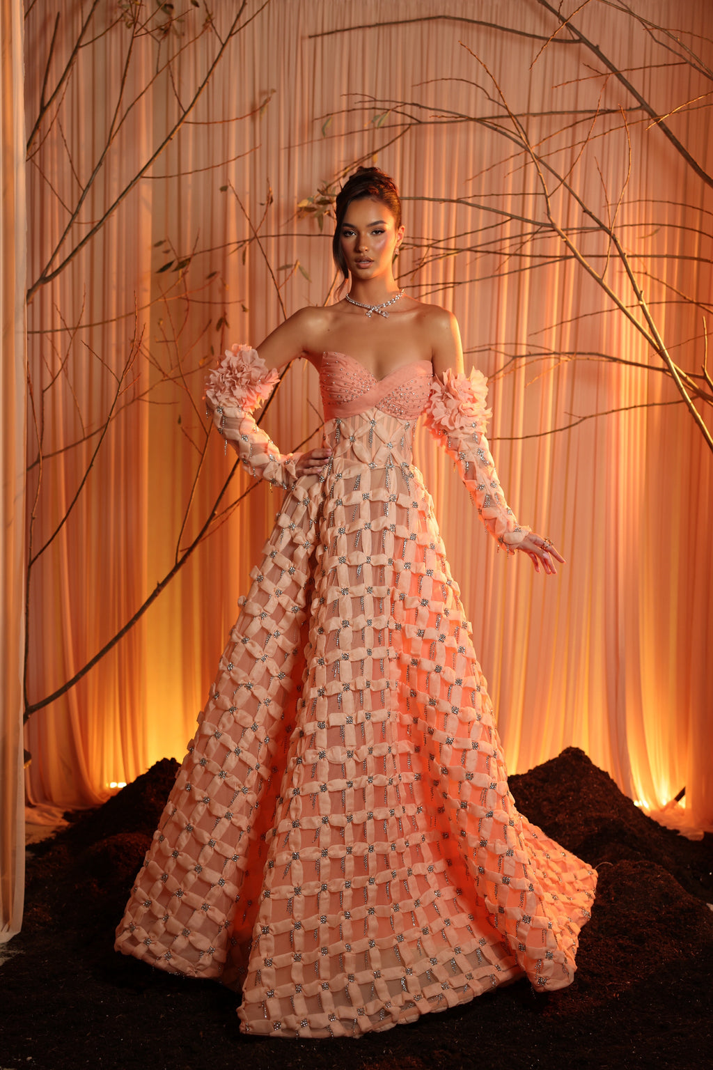 Elyara - Strapless Pink Ball Gown