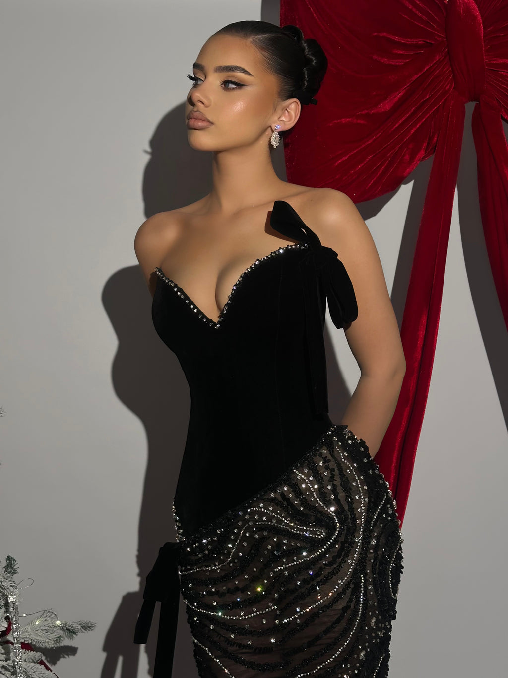 Nyelle - Black Crystal Embellished Gown