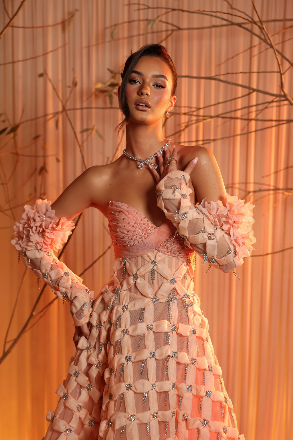 Elyara - Strapless Pink Ball Gown